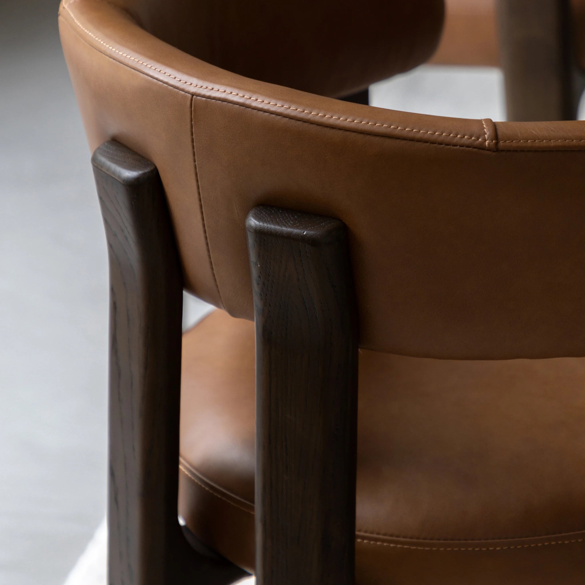 Sullivan Brown Leather & Oak Wood Dining Chair