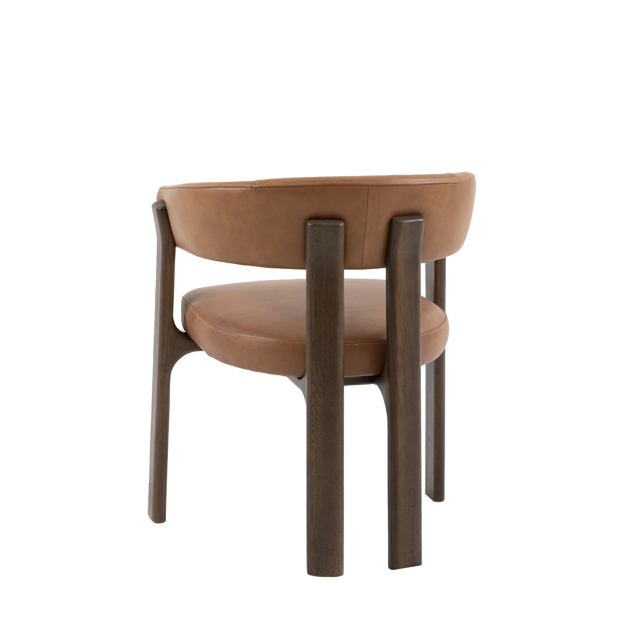 Sullivan Brown Leather & Oak Wood Dining Chair