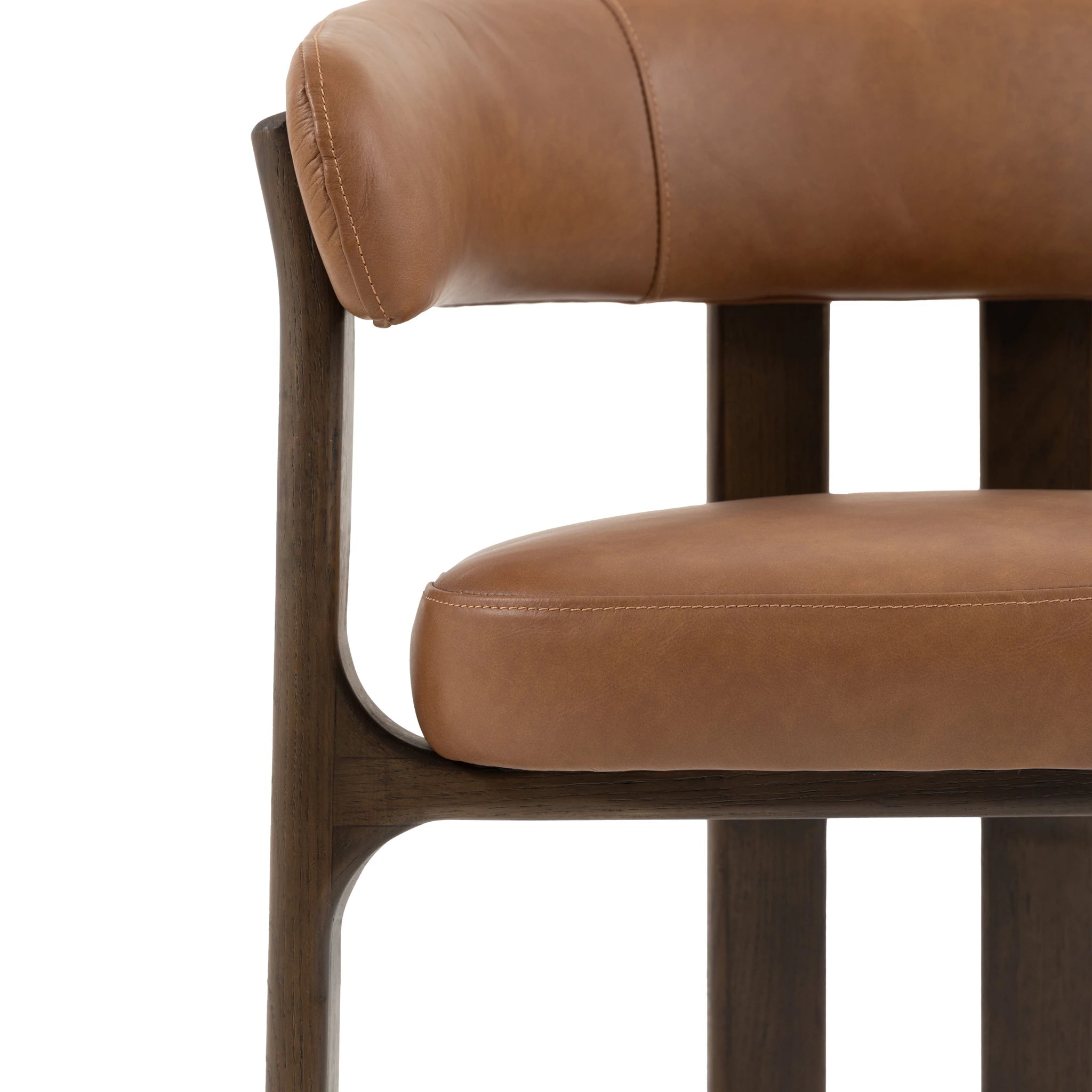 Sullivan Brown Leather & Oak Wood Dining Chair