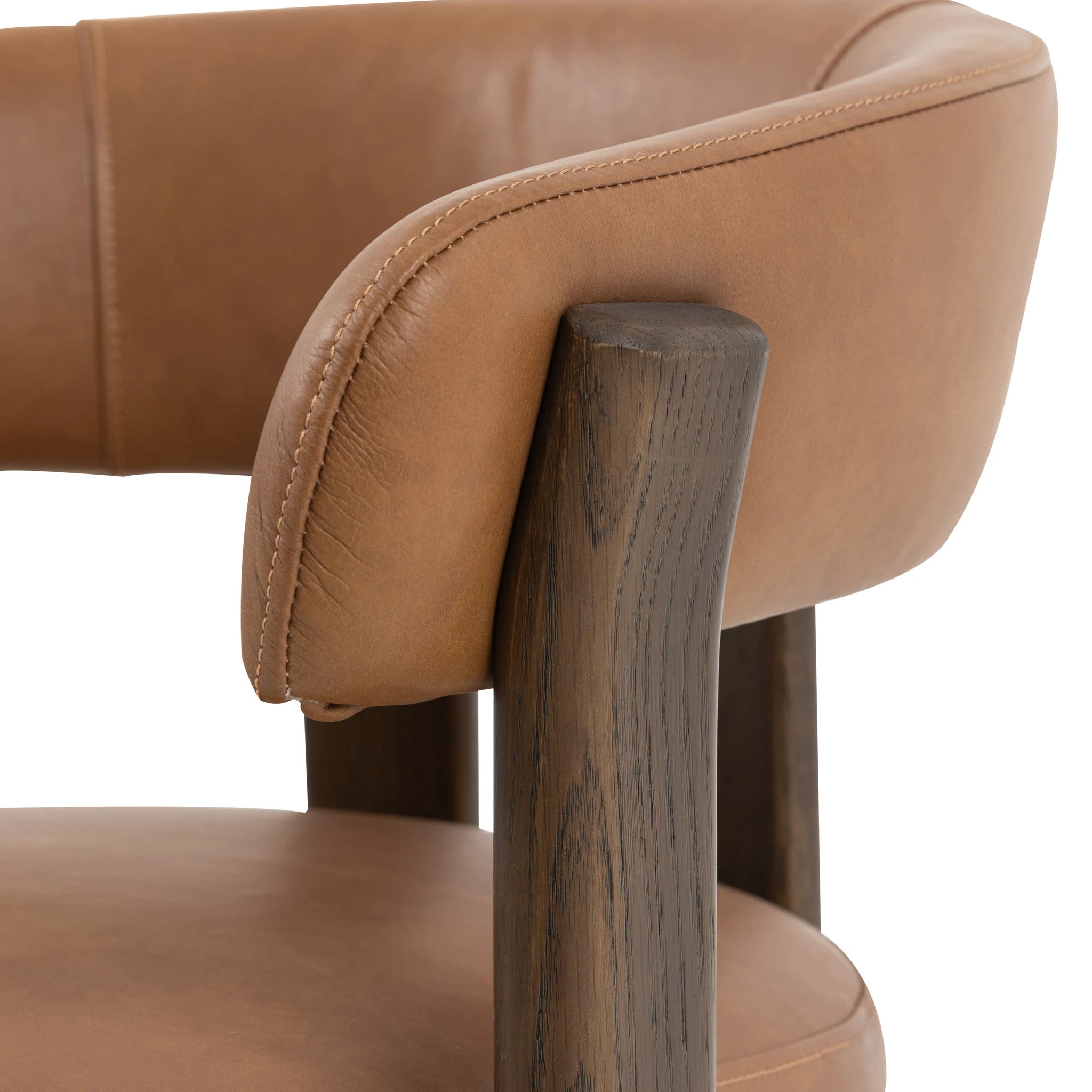 Sullivan Brown Leather & Oak Wood Dining Chair