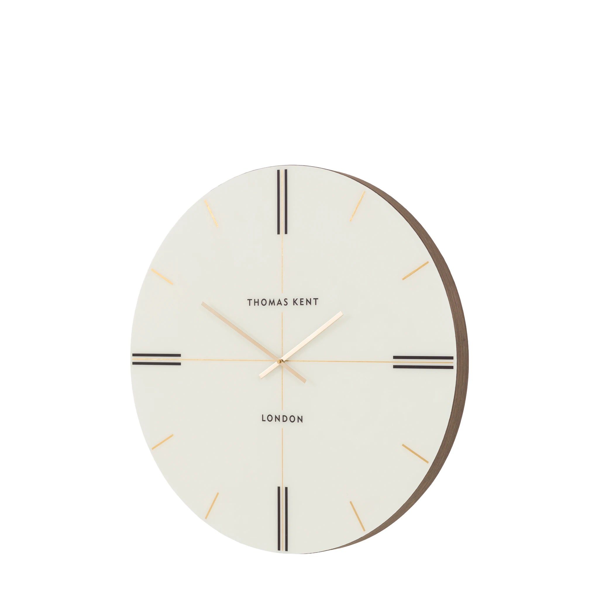 Carlisle Walnut Brown Wood & White Round Wall Clock
