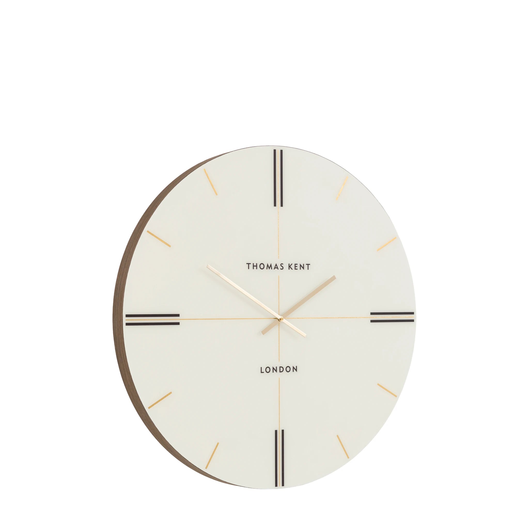 Carlisle Walnut Brown Wood & White Round Wall Clock