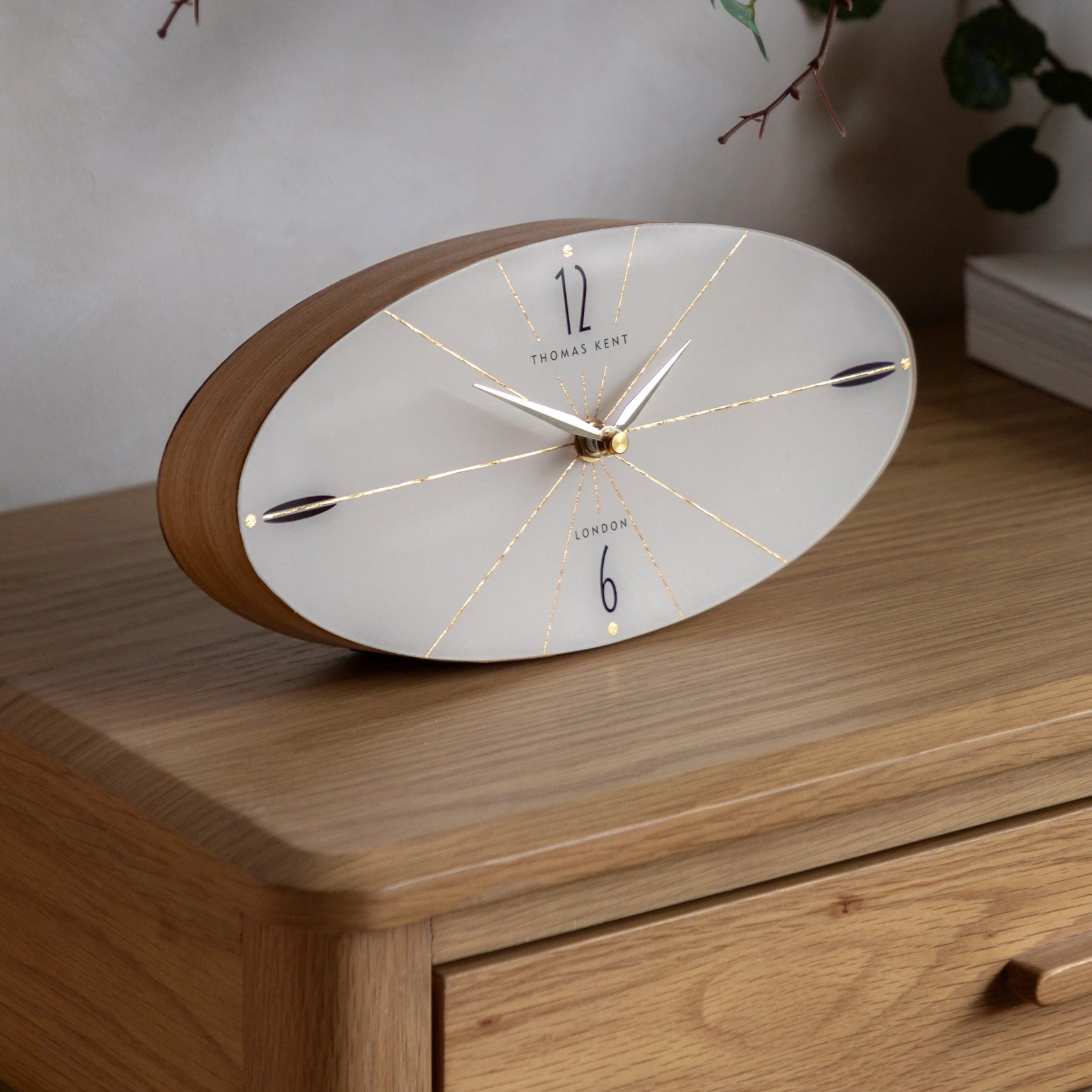 Carlisle Striped Oak Wood Rectangular Mantel Clock