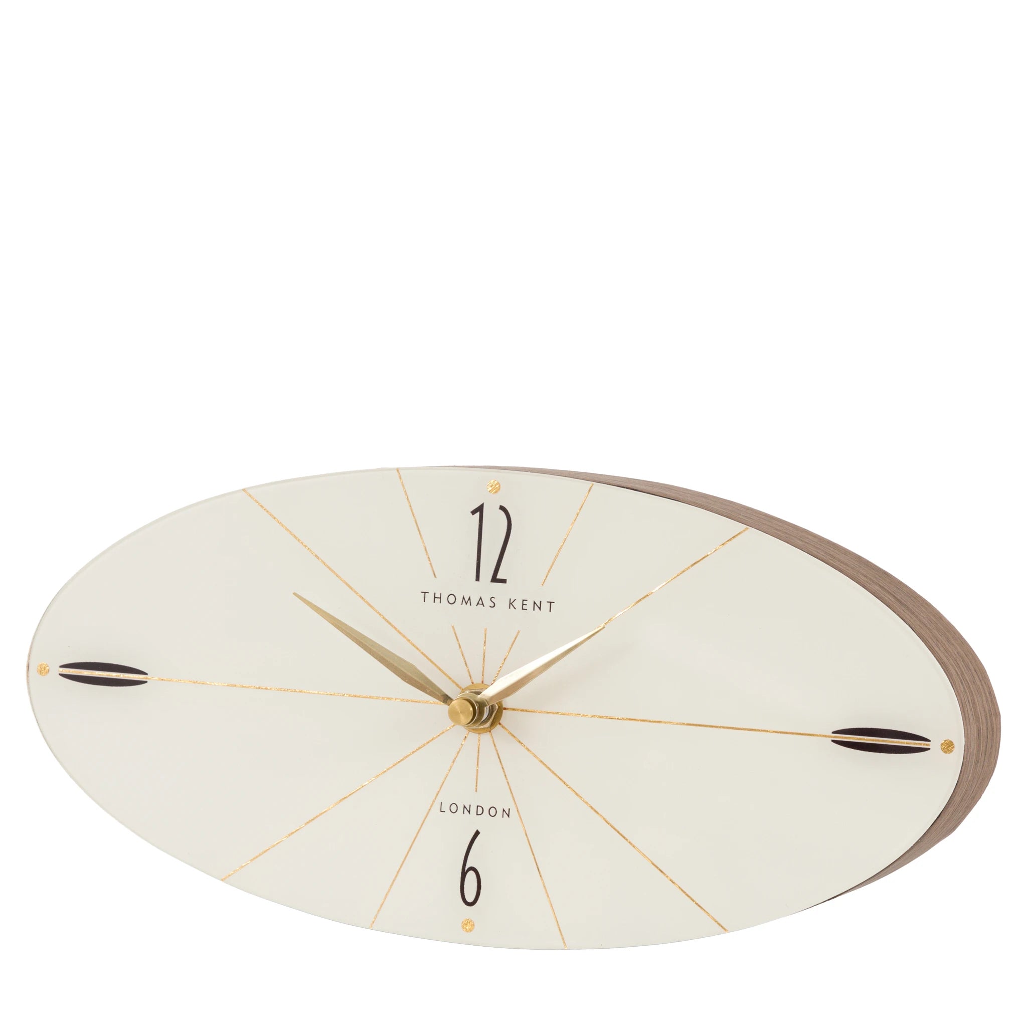 Carlisle Walnut Brown Wood & White Oval Mantel Clock