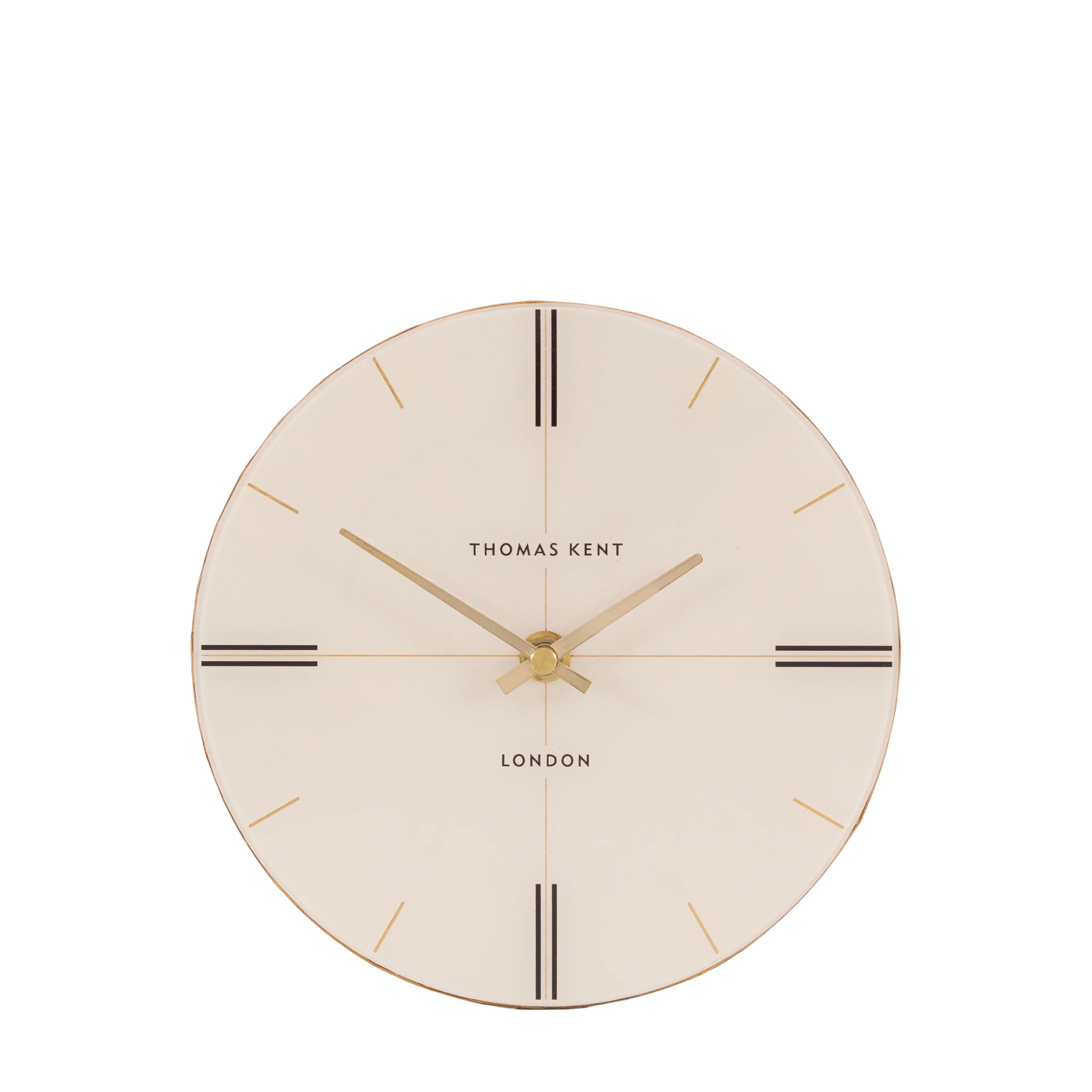 Carlisle Striped Oak Wood & White Round Mantel Clock
