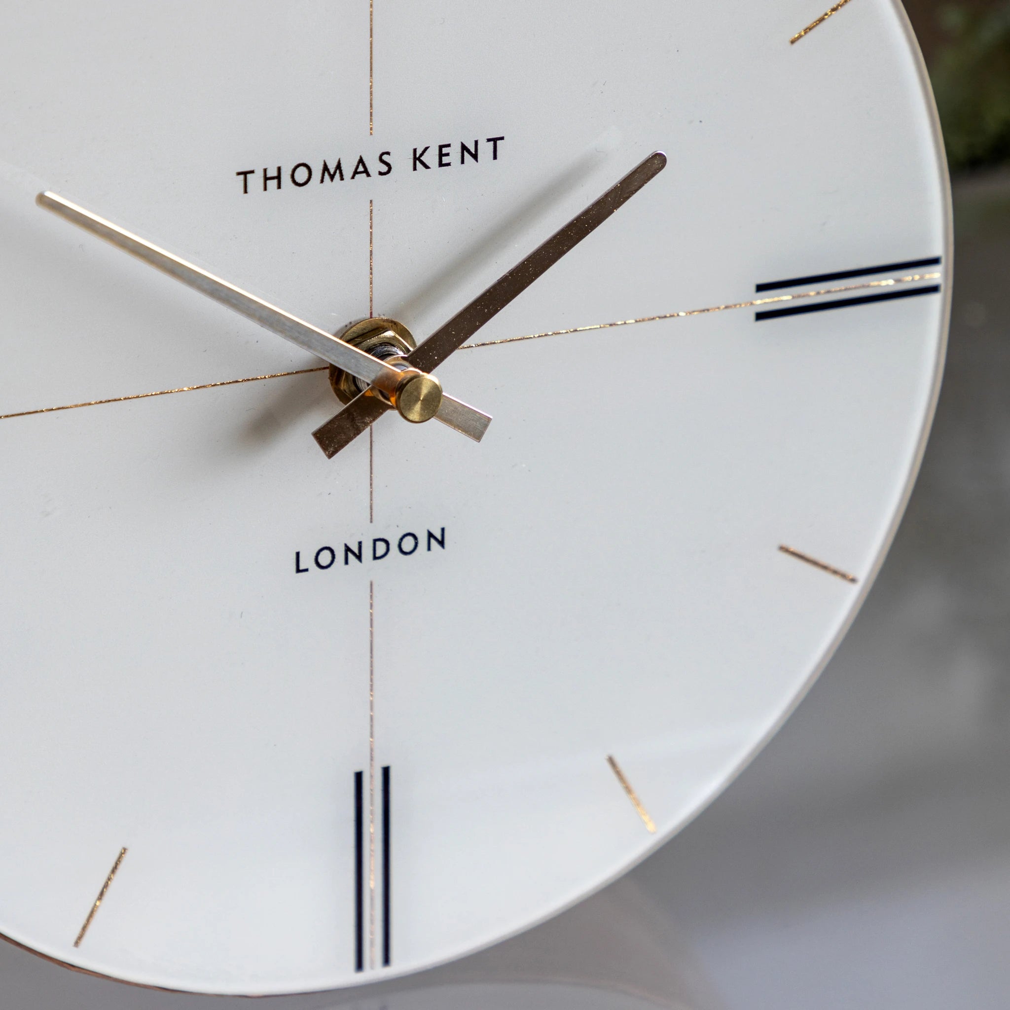 Carlisle Striped Oak Wood & White Round Mantel Clock