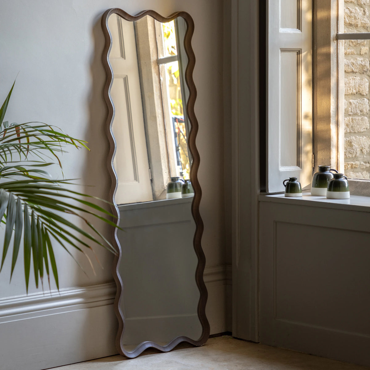 Ondaro Walnut Brown Wood Leaner Mirror 50x150cm
