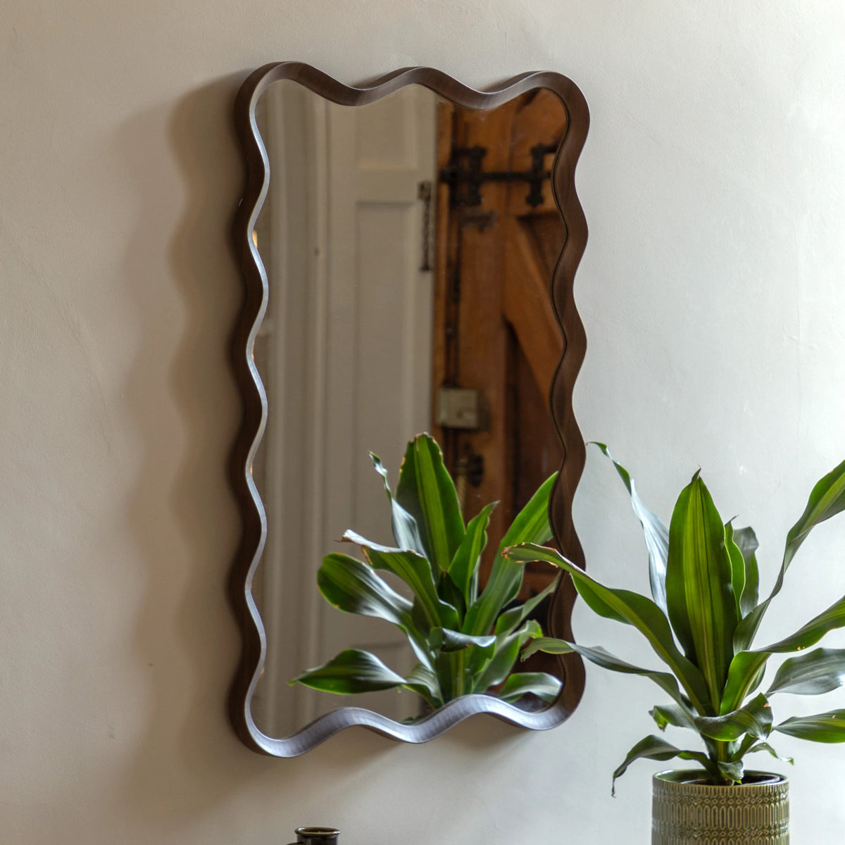 Ondaro Walnut Brown Wood Wall Mirror 60x90cm