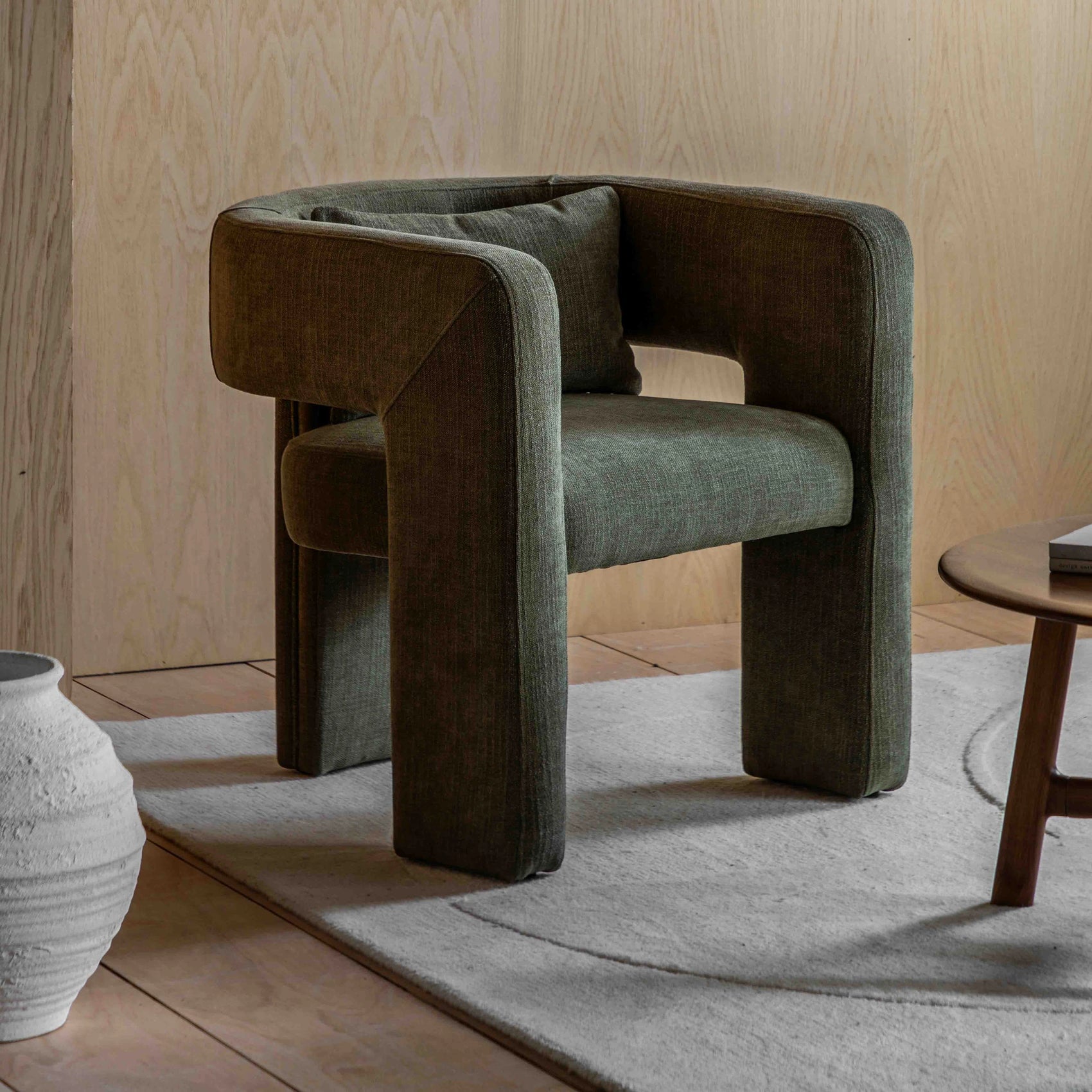 Vescia Green Fabric Armchair