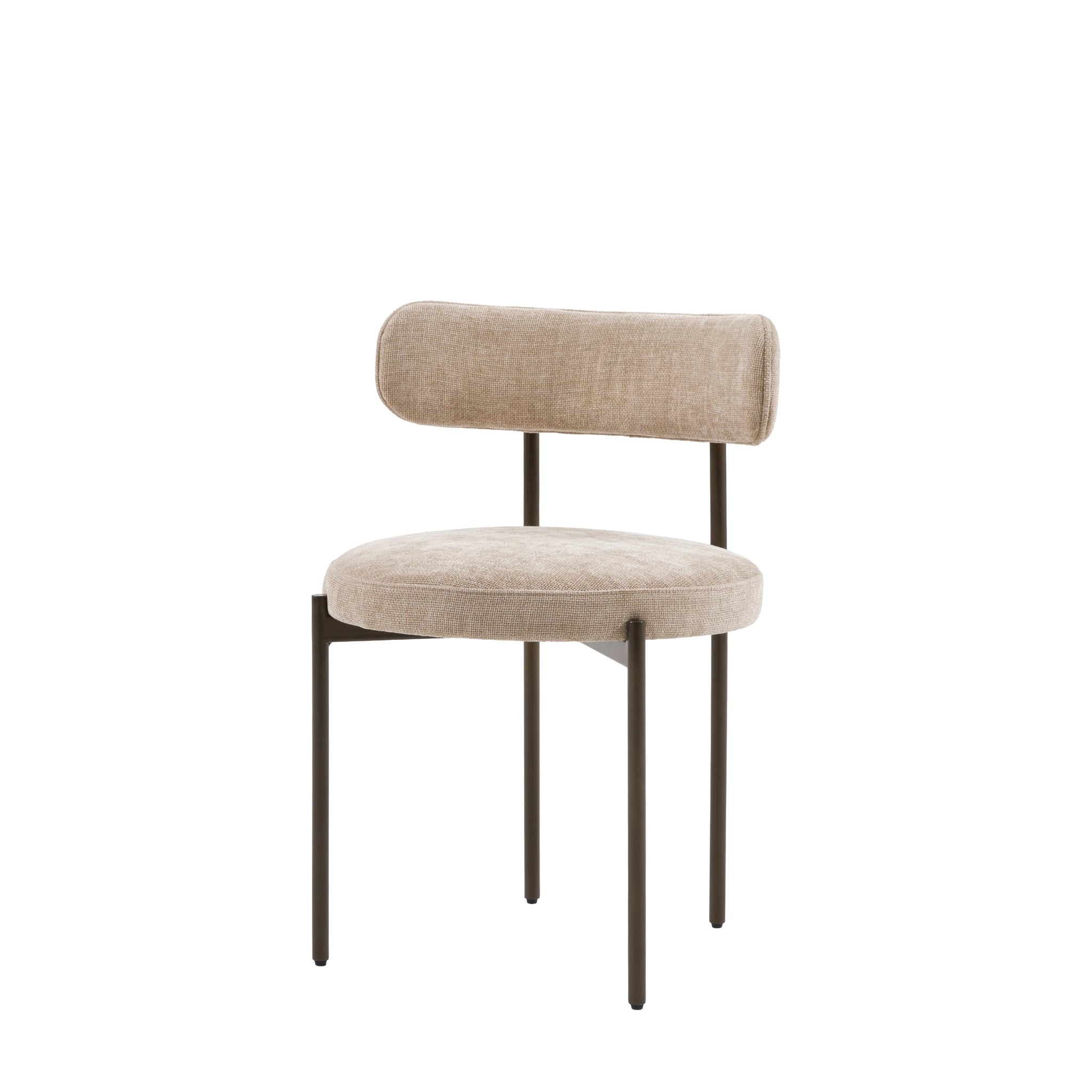 Set of 2 Ortona Natural Fabric Dining Chairs