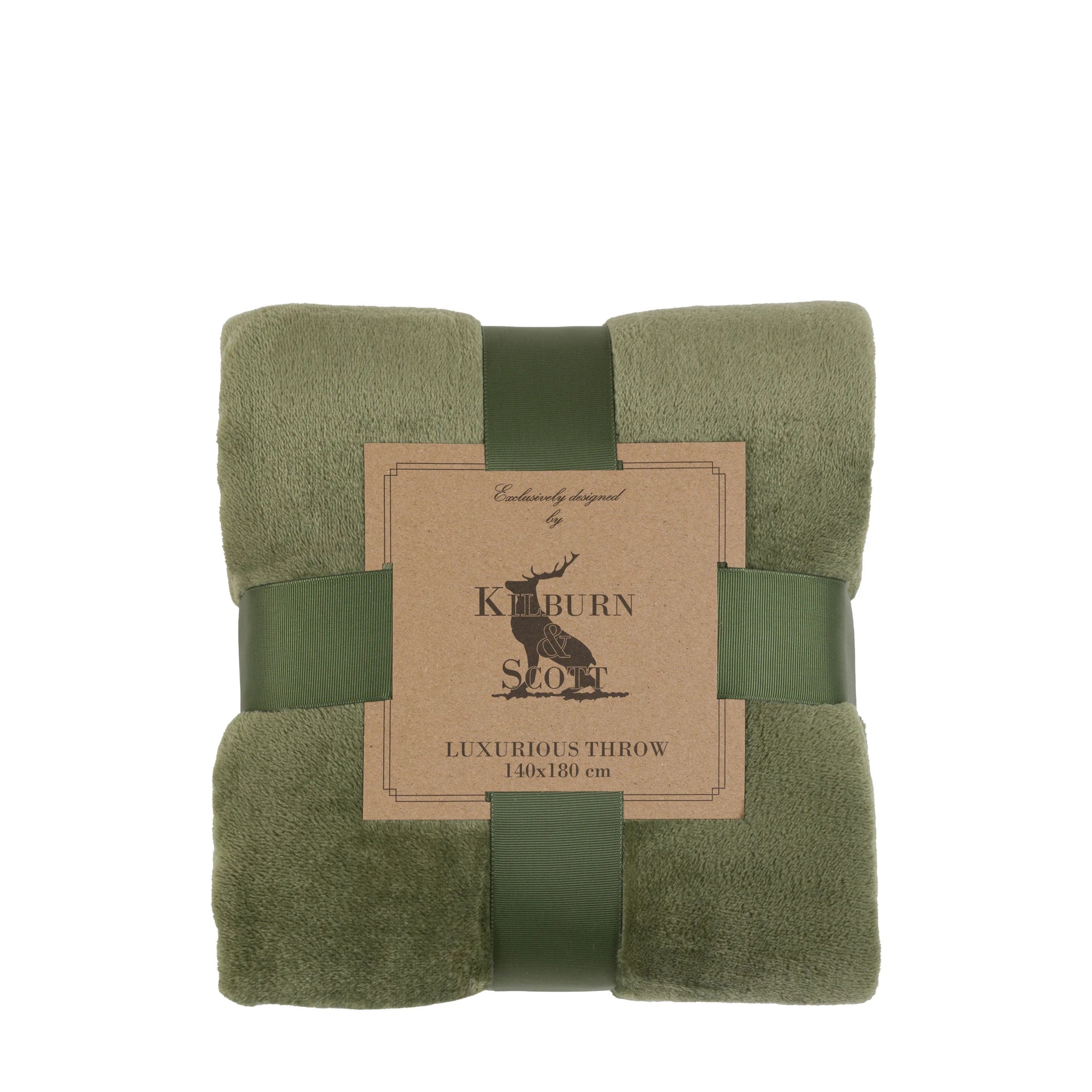 Phoenix Super Soft Flannel Fleece Olive Green Throw