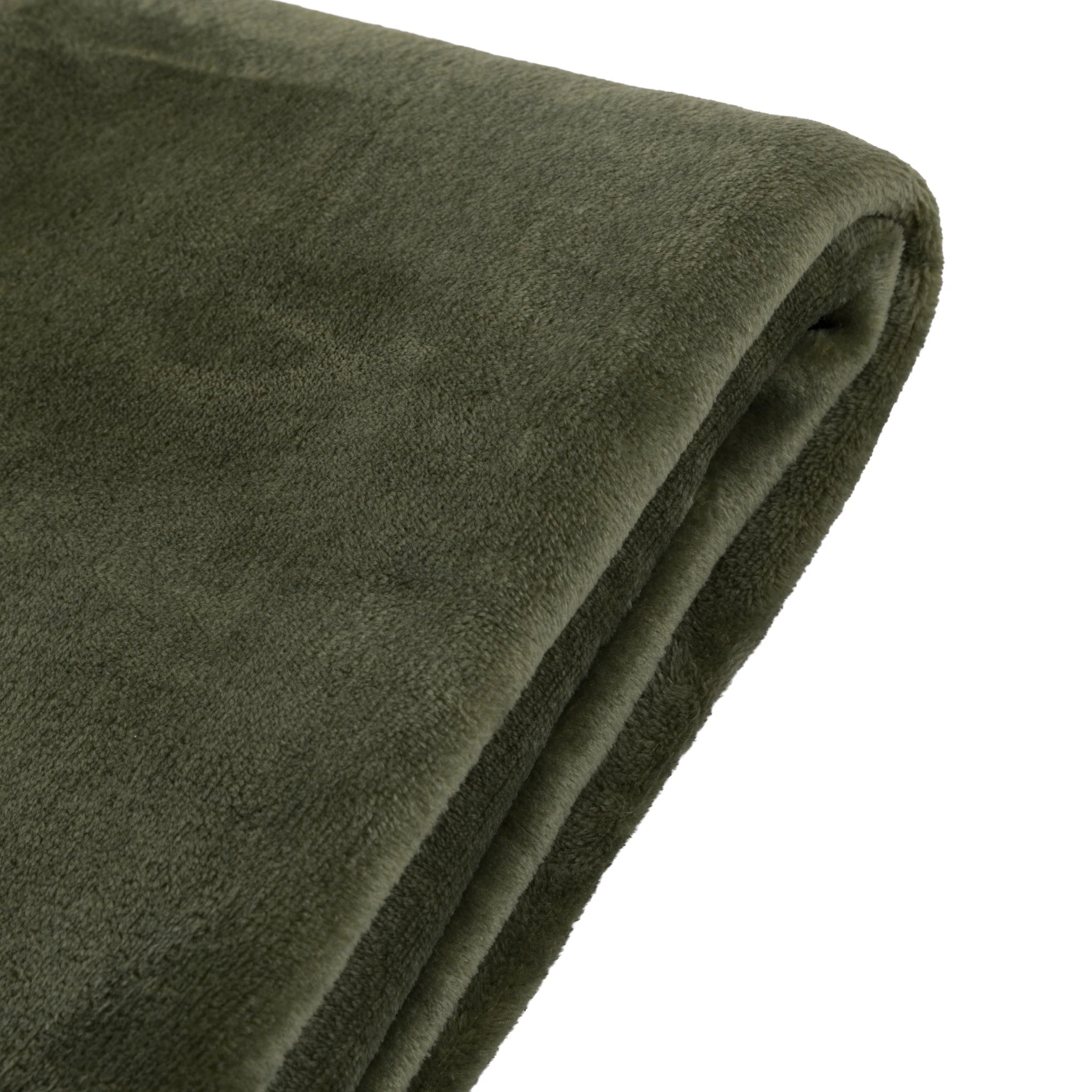 Phoenix Super Soft Flannel Fleece Olive Green Throw