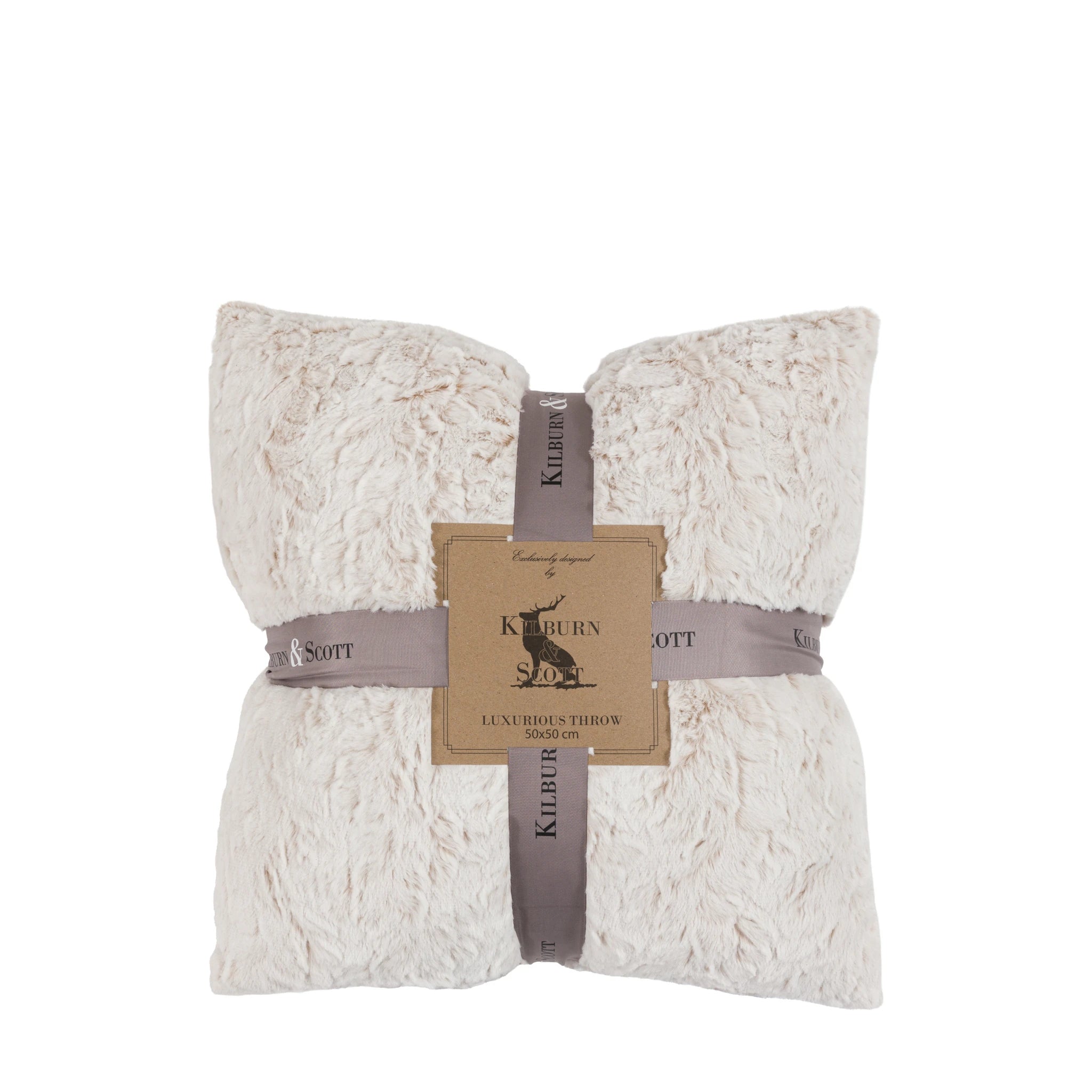 Set of 2 Mare Faux Fur Natural Cushions 50x50cm