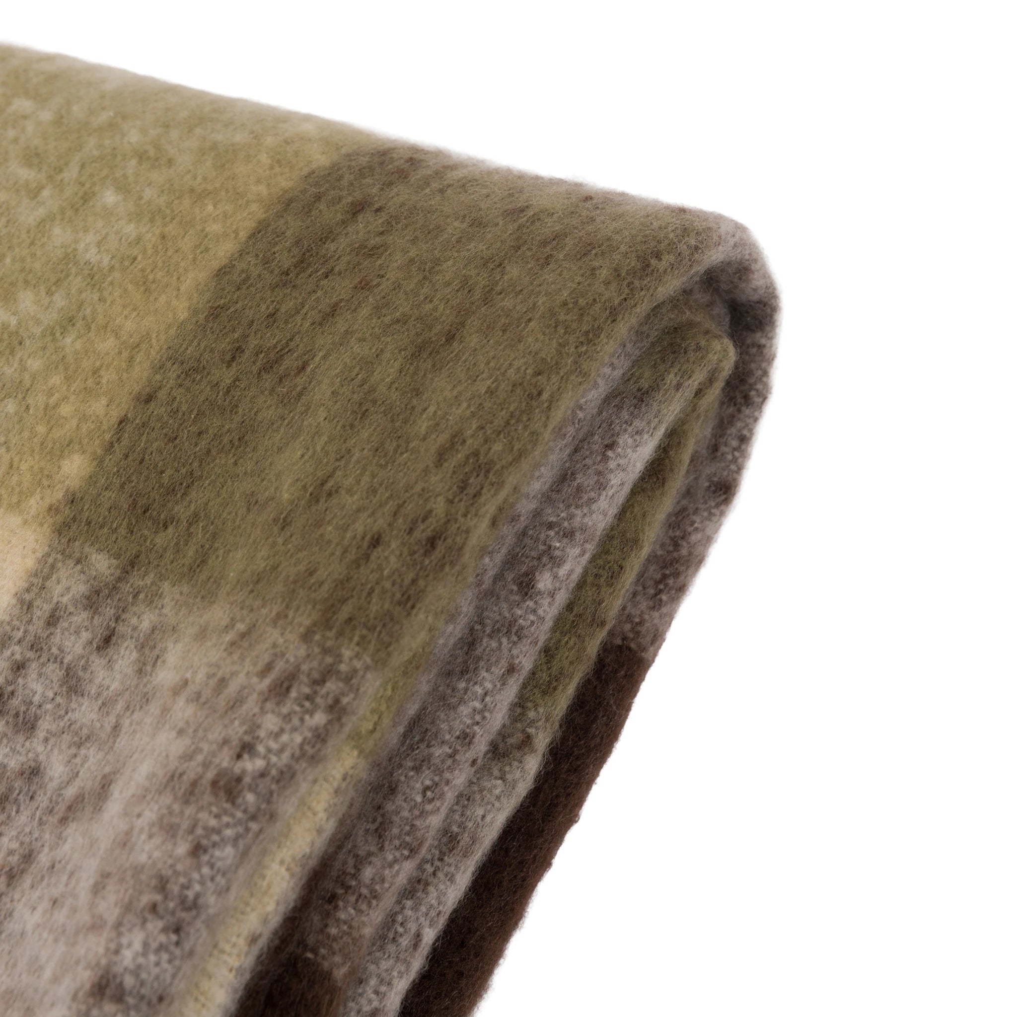 Aldercourt Check Faux Mohair Olive Green Throw