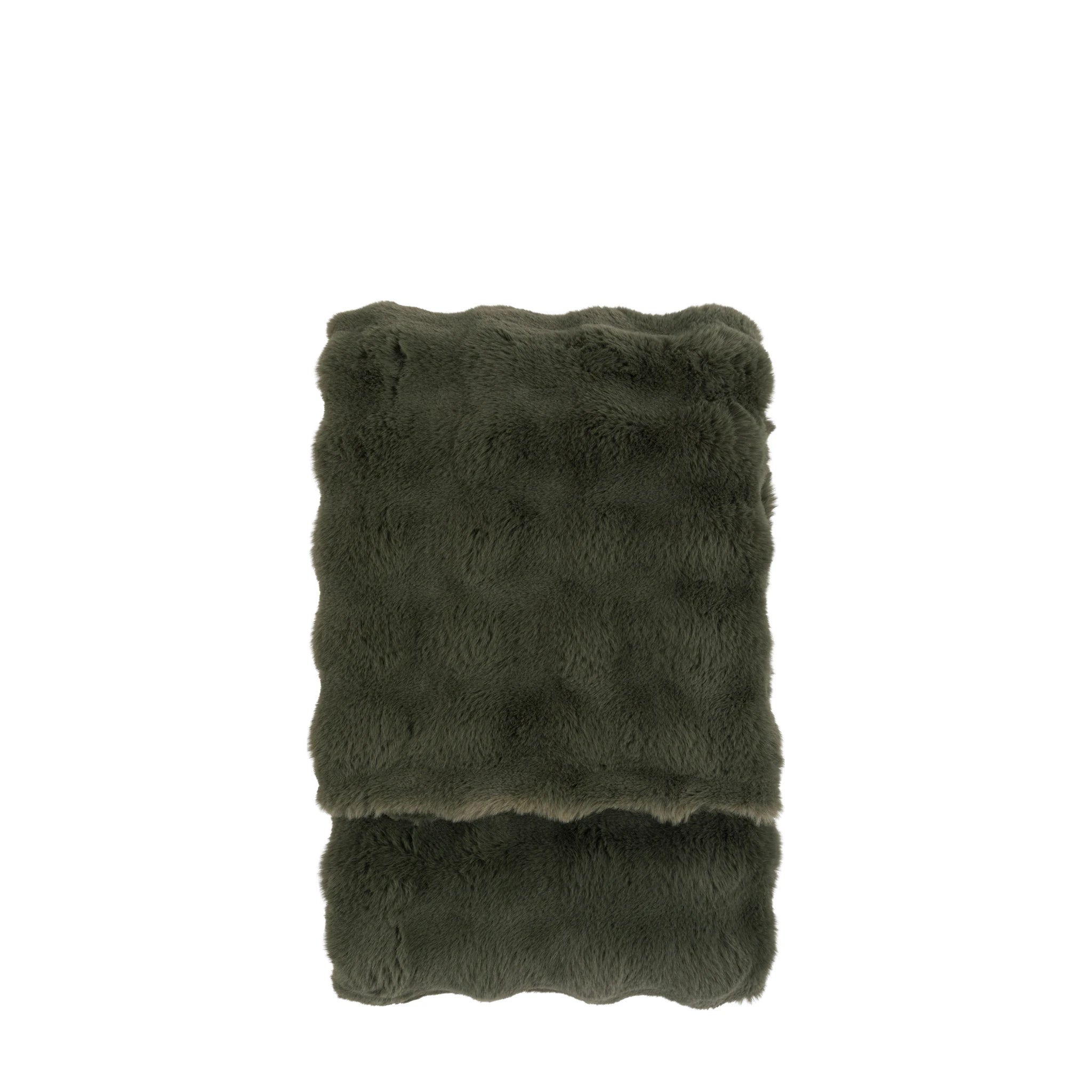 Fernleigh Rabbit Faux Fur Olive Green Throw