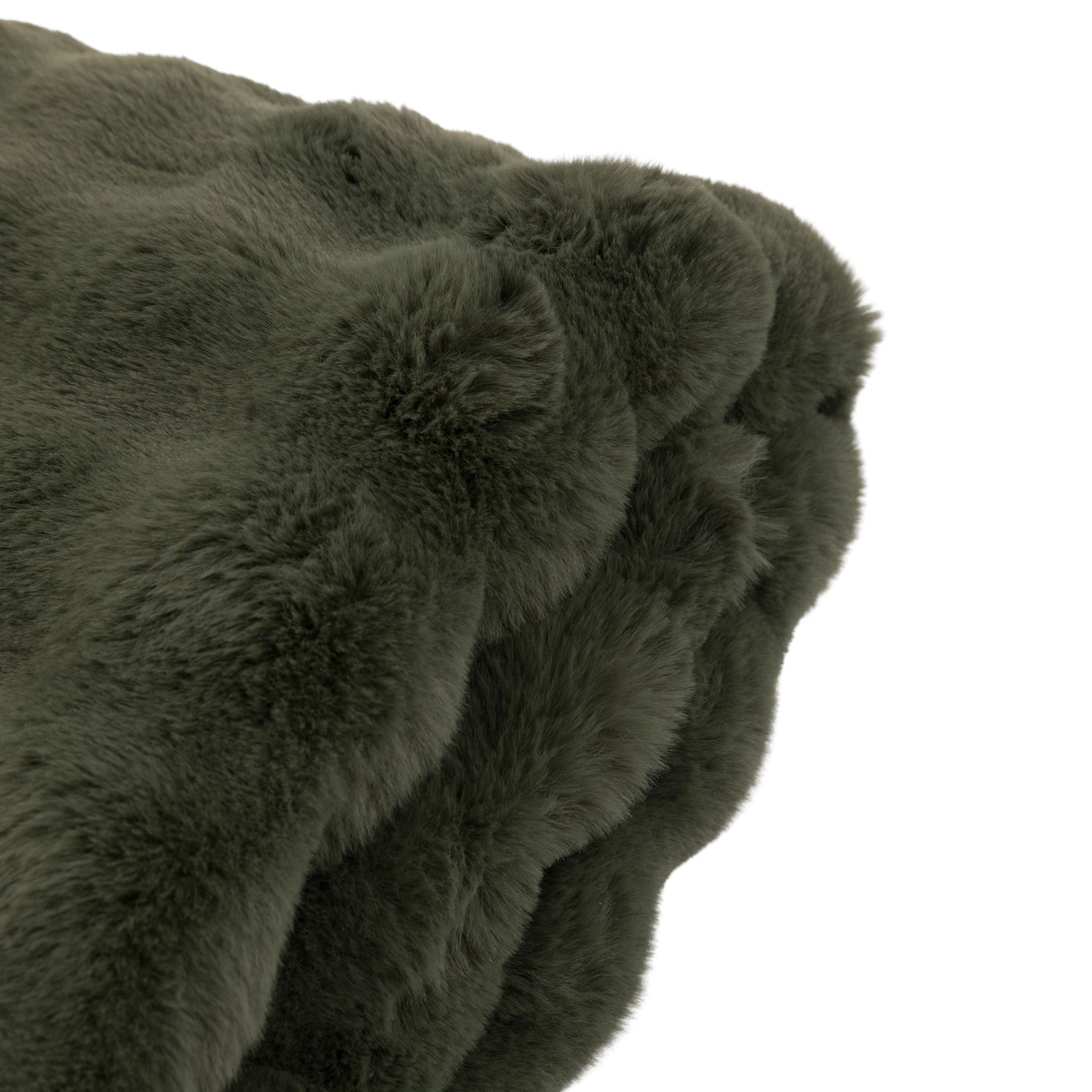 Fernleigh Rabbit Faux Fur Olive Green Throw