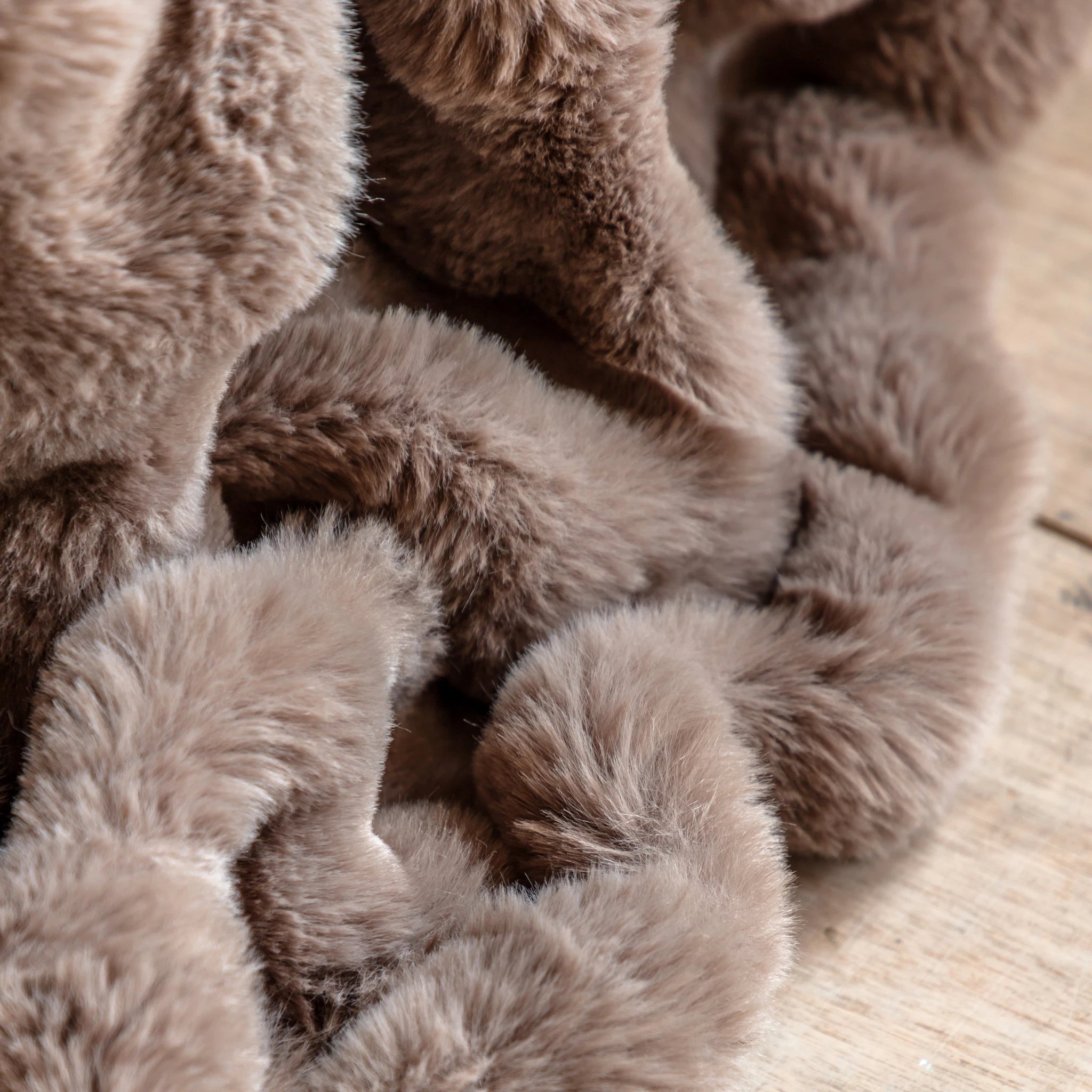 Fernleigh Rabbit Faux Fur Mocha Throw