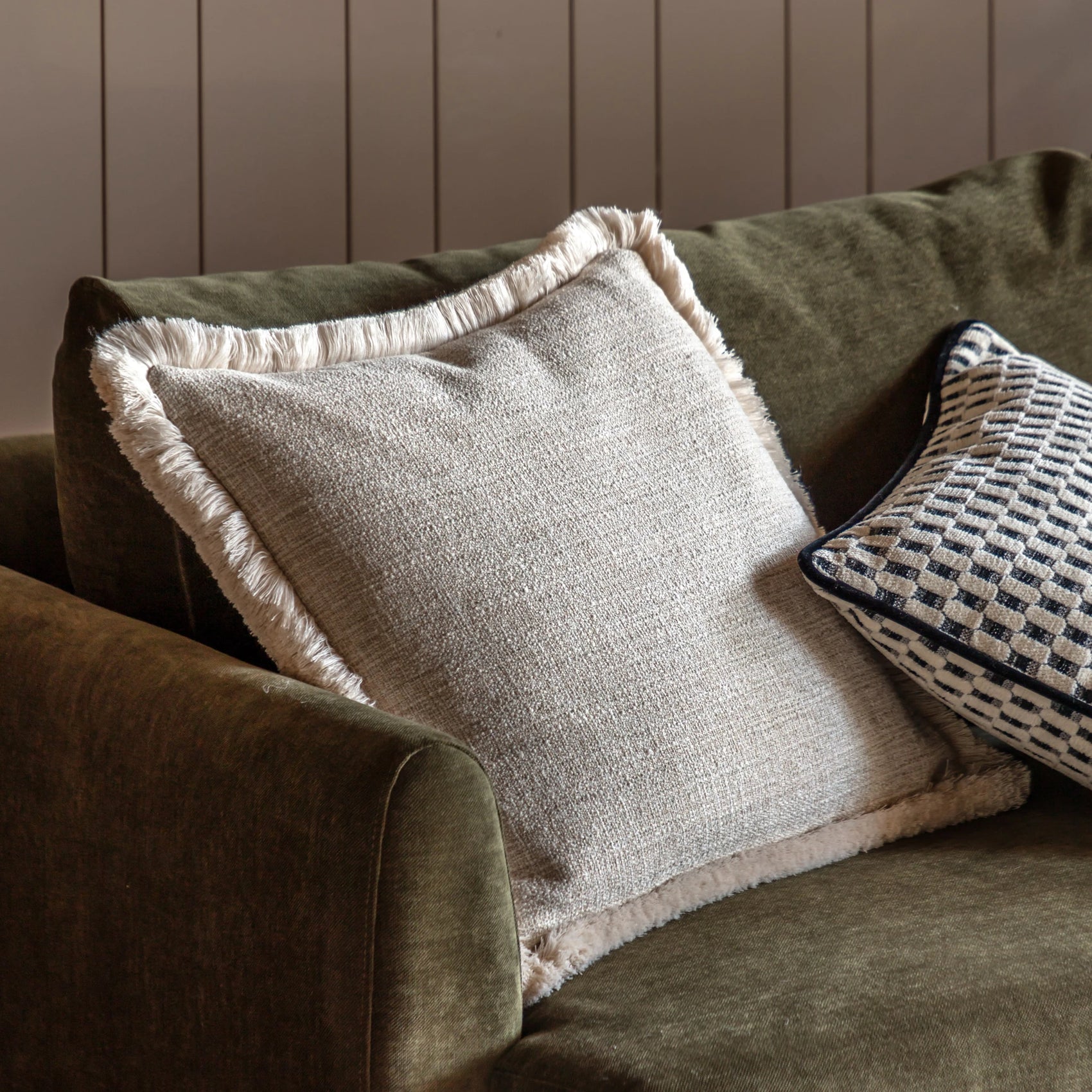 Alderhouse Natural Fringe Linen Cushion 50x50cm
