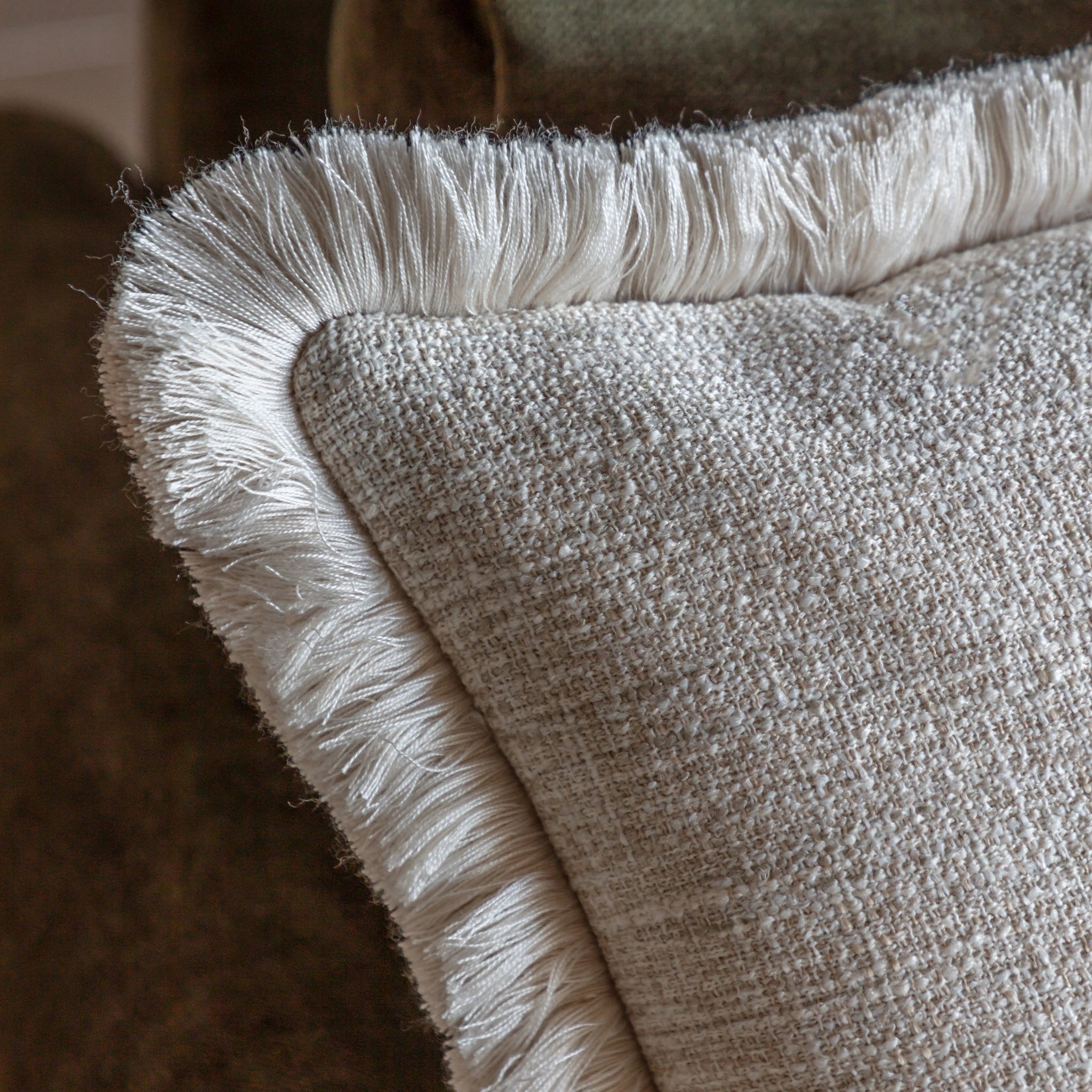 Alderhouse Natural Fringe Linen Cushion 50x50cm