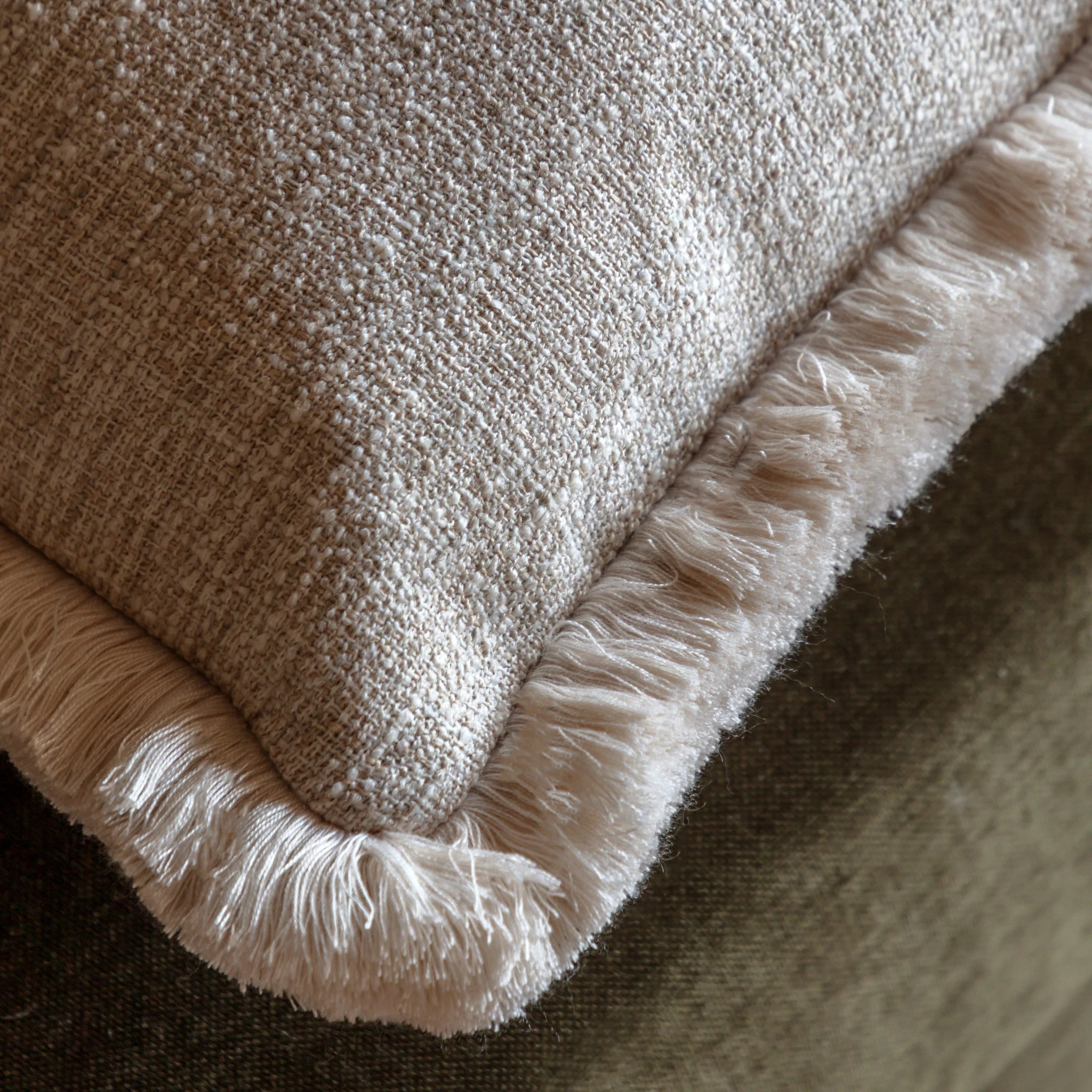 Alderhouse Natural Fringe Linen Cushion 50x50cm