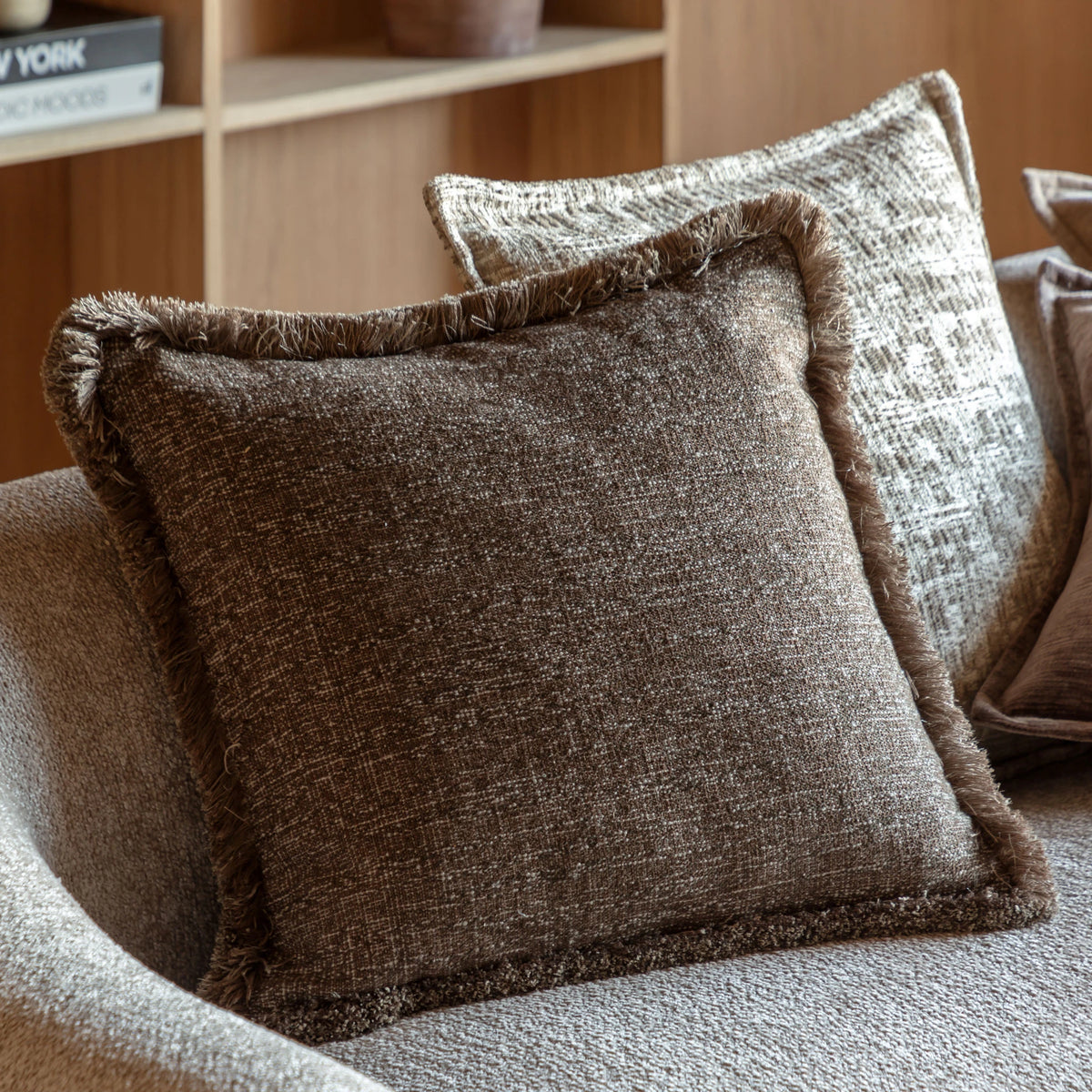 Alderhouse Fringe Mocha Cushion 50x50cm