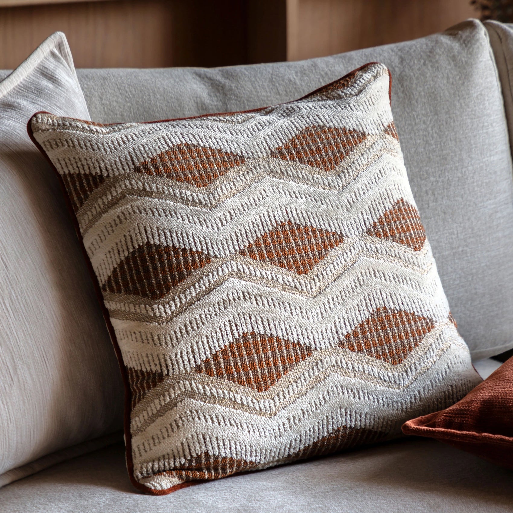 Bellgrave Jacquard Rust Cushion 50x50cm