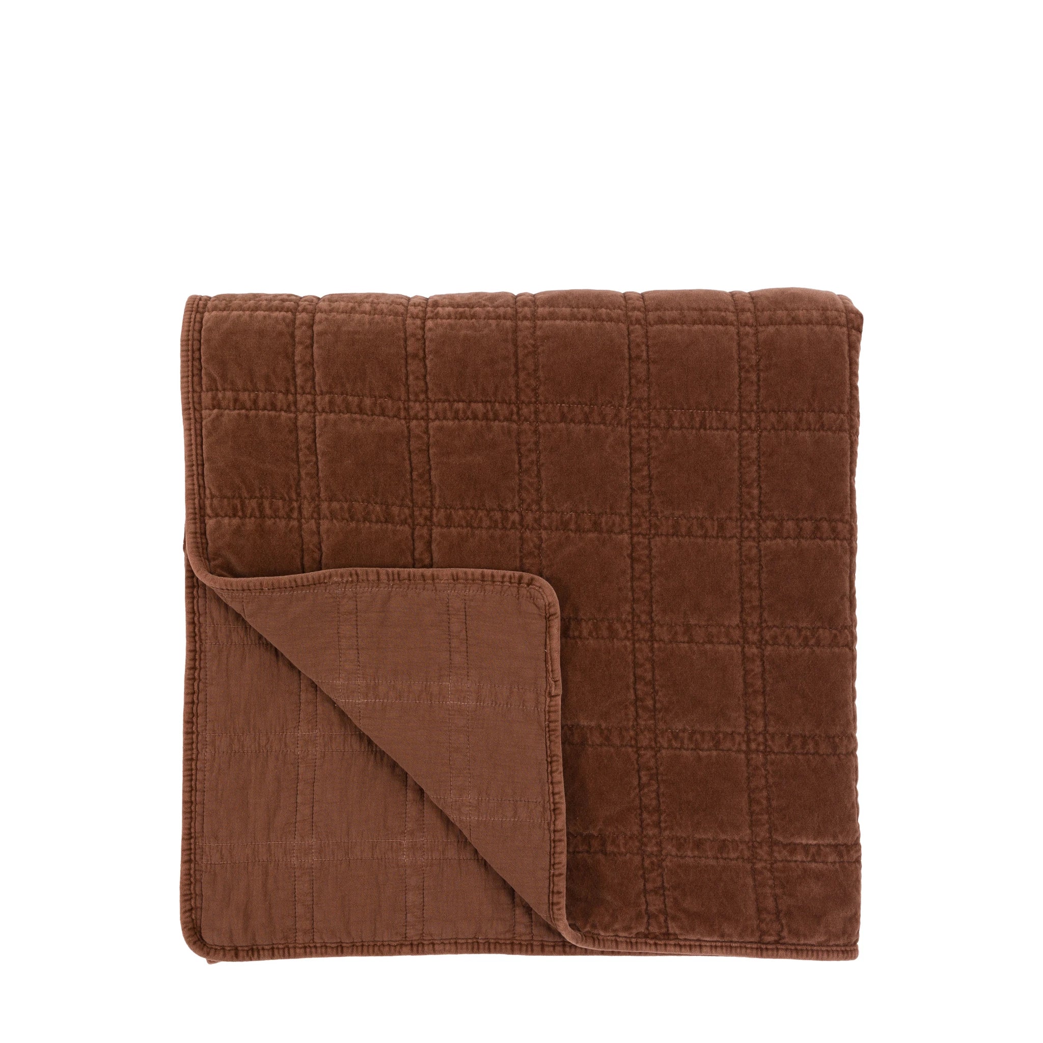 Sawyer Cotton Velvet Quilted Rust Bedspread