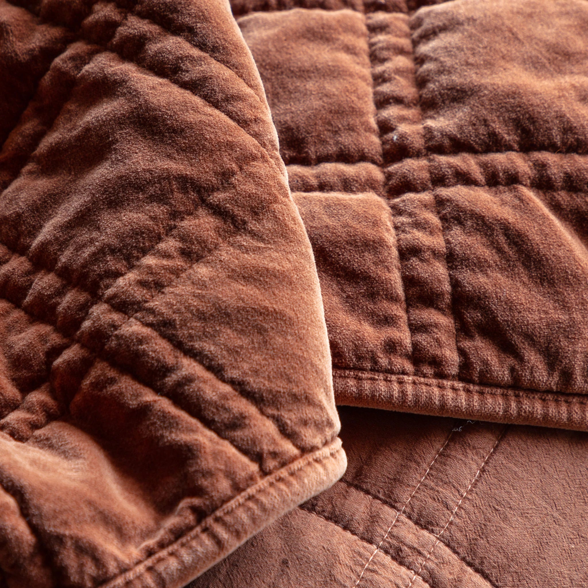 Sawyer Cotton Velvet Quilted Rust Bedspread