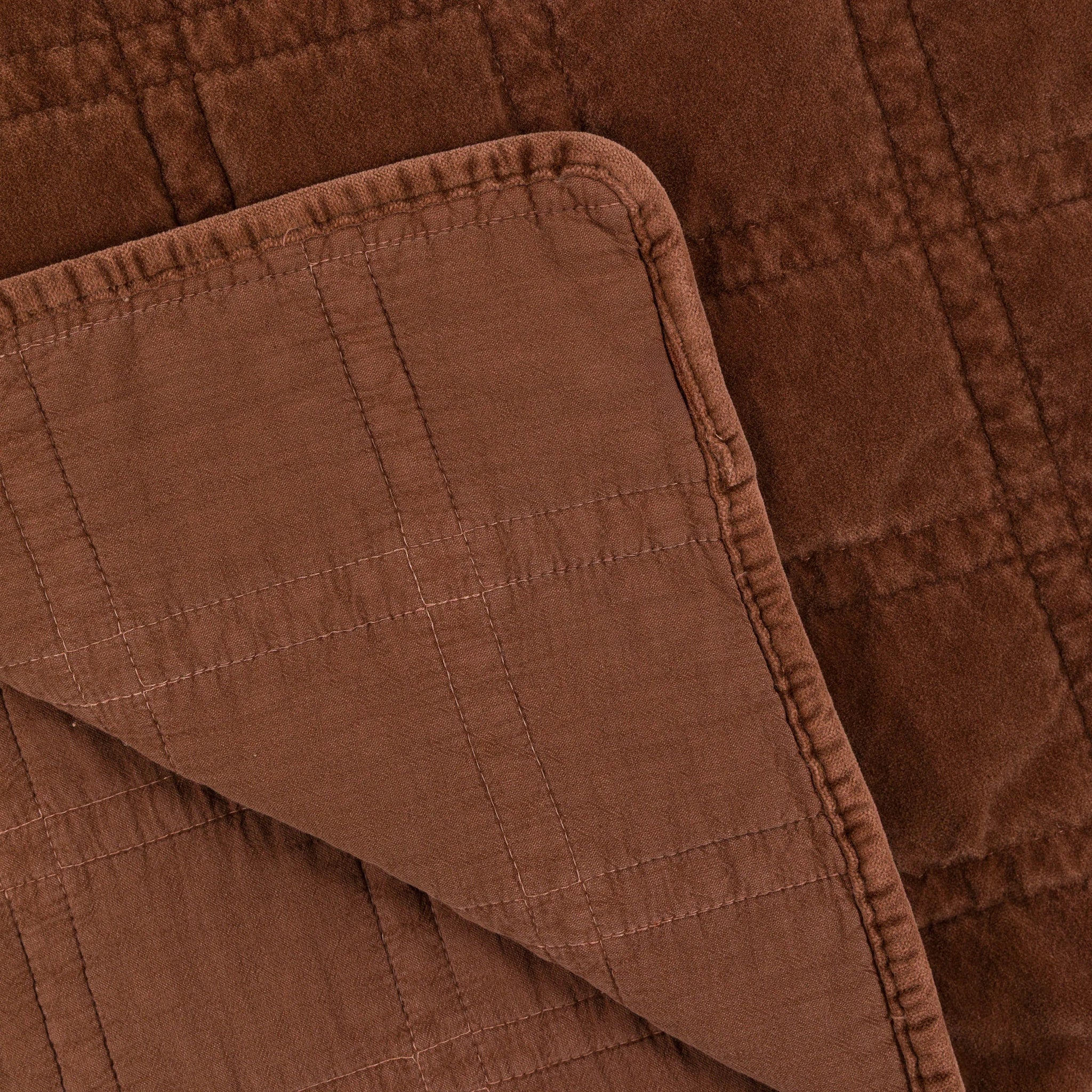 Sawyer Cotton Velvet Quilted Rust Bedspread