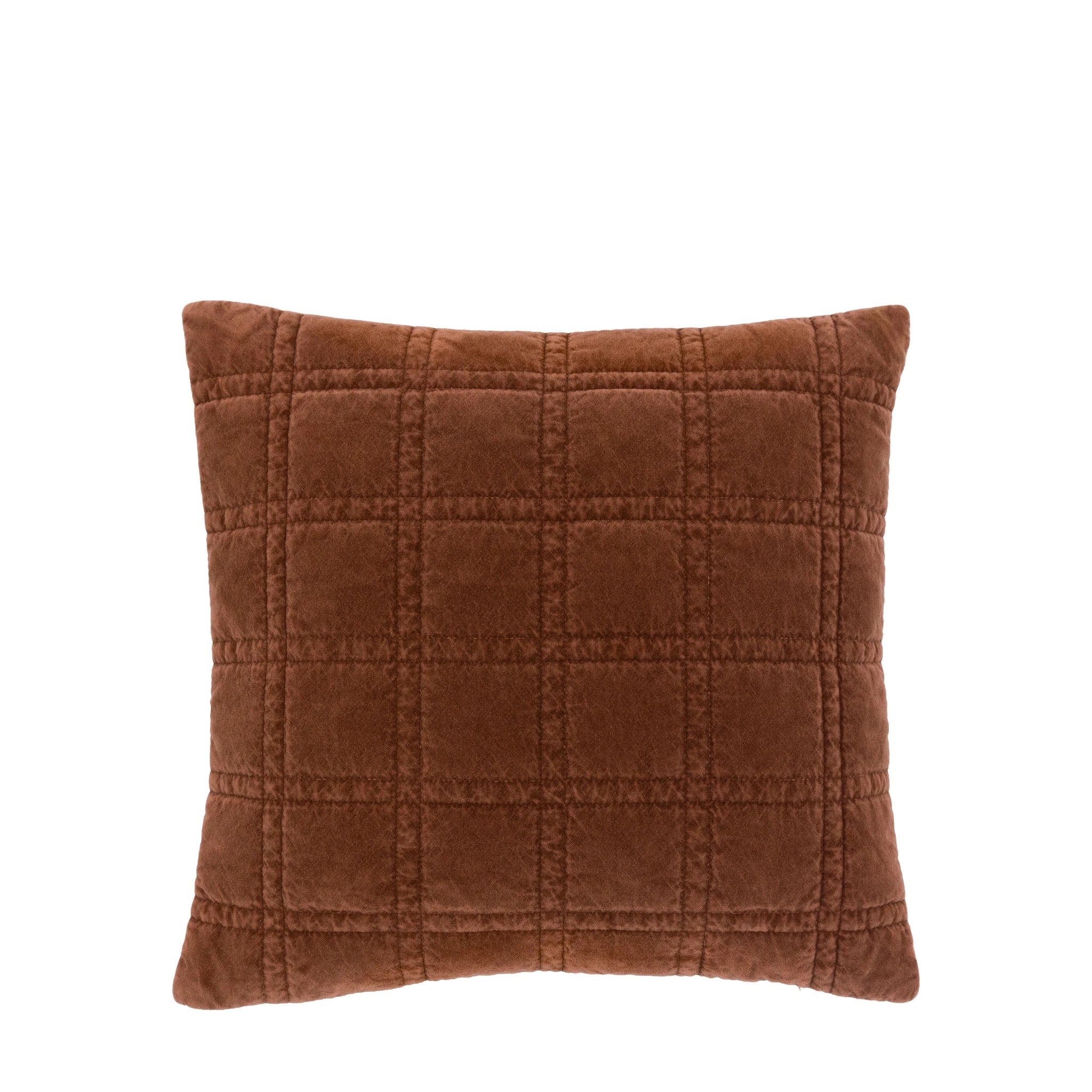 Sawyer Cotton Velvet Quilted Rust Cushion 50x50cm