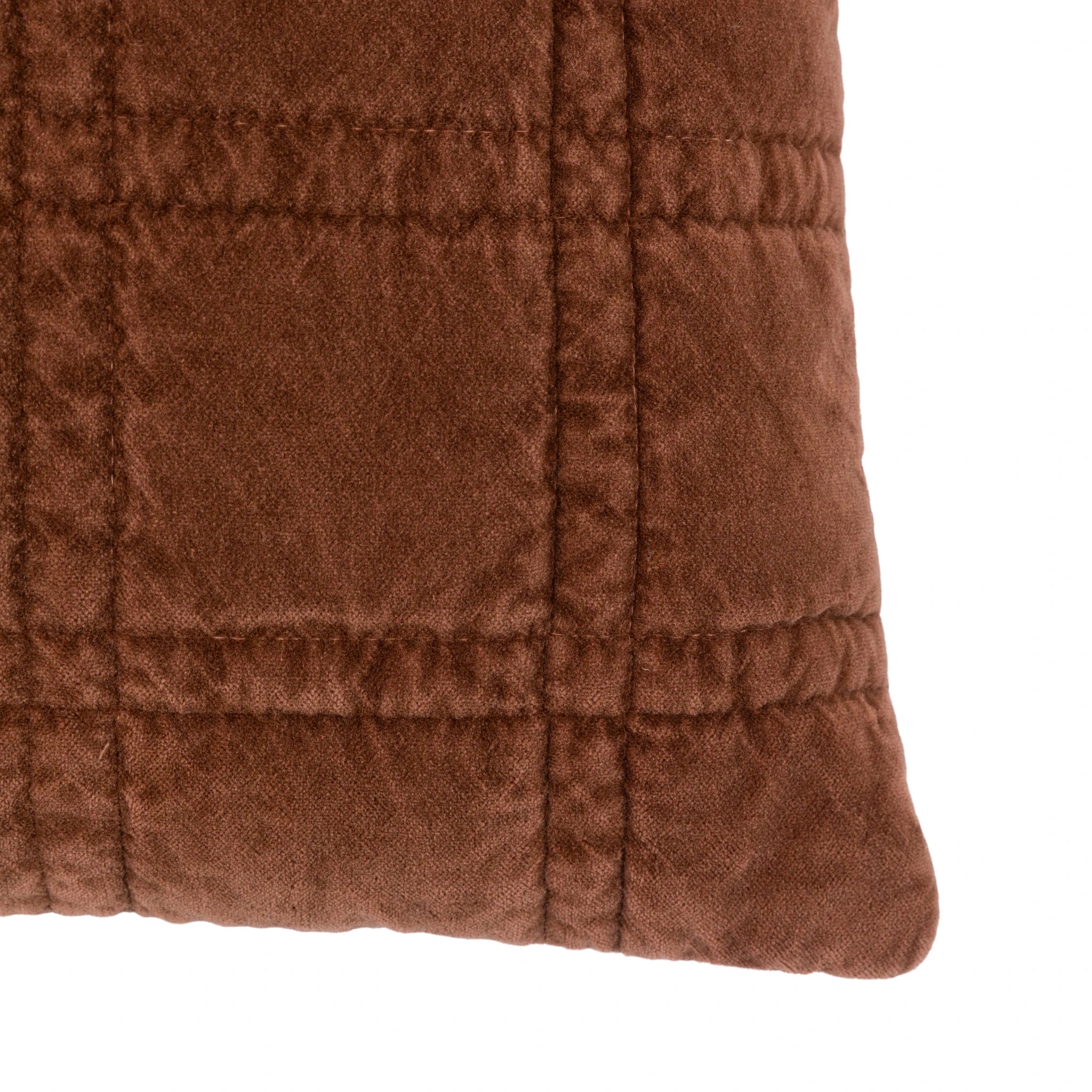 Sawyer Cotton Velvet Quilted Rust Cushion 50x50cm