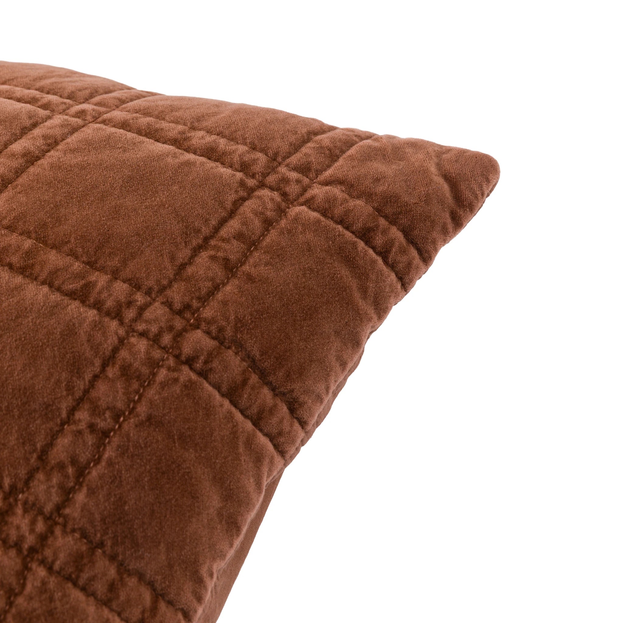Sawyer Cotton Velvet Quilted Rust Cushion 50x50cm