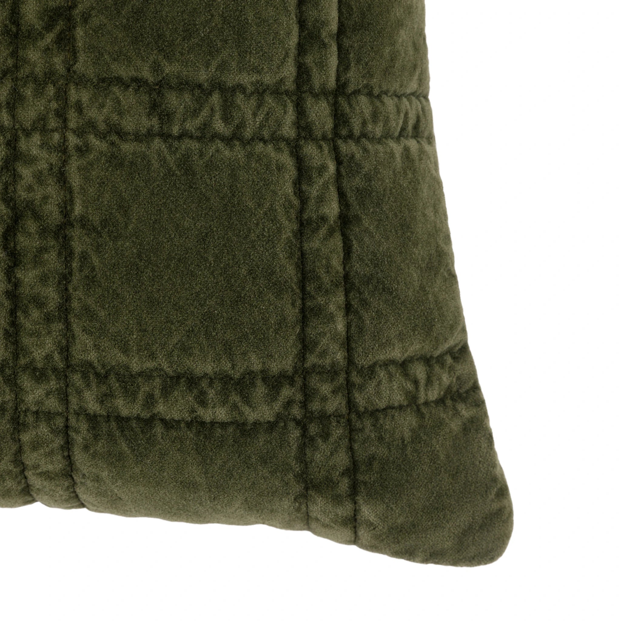 Sawyer Cotton Velvet Quilted Olive Green Cushion 50x50cm