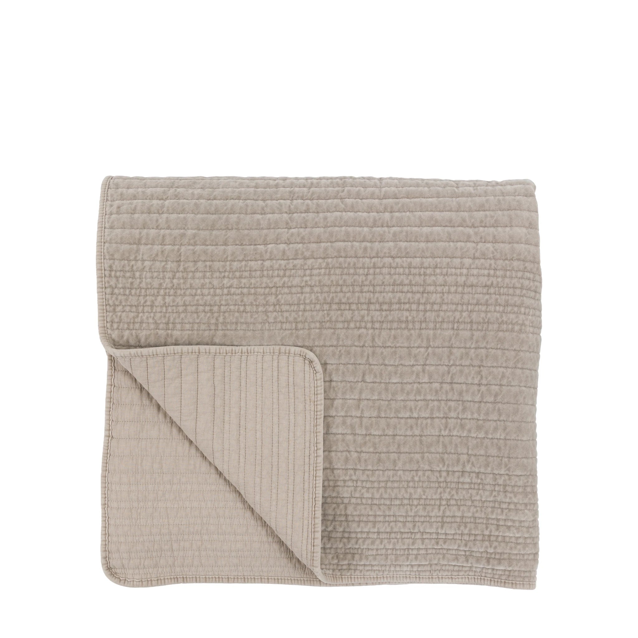 Sawyer Cotton Velvet Stitched Taupe Bedspread