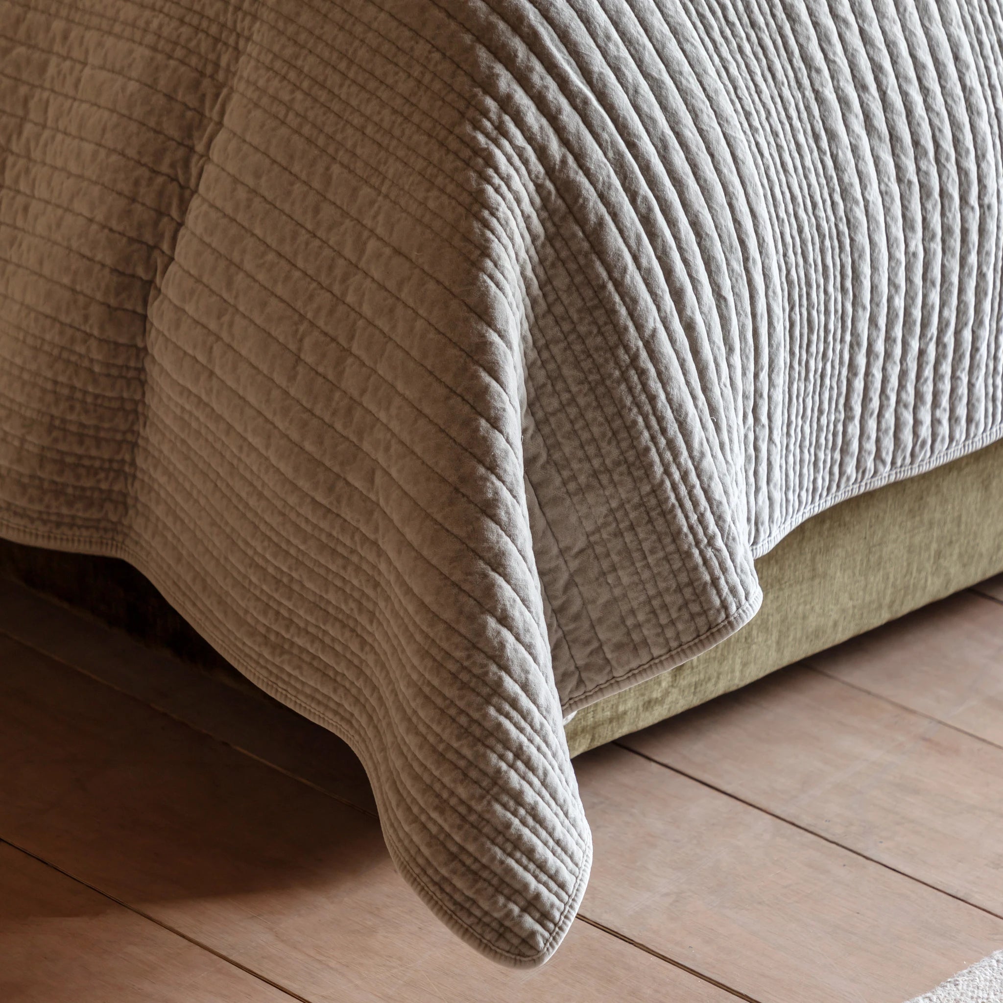 Sawyer Cotton Velvet Stitched Taupe Bedspread