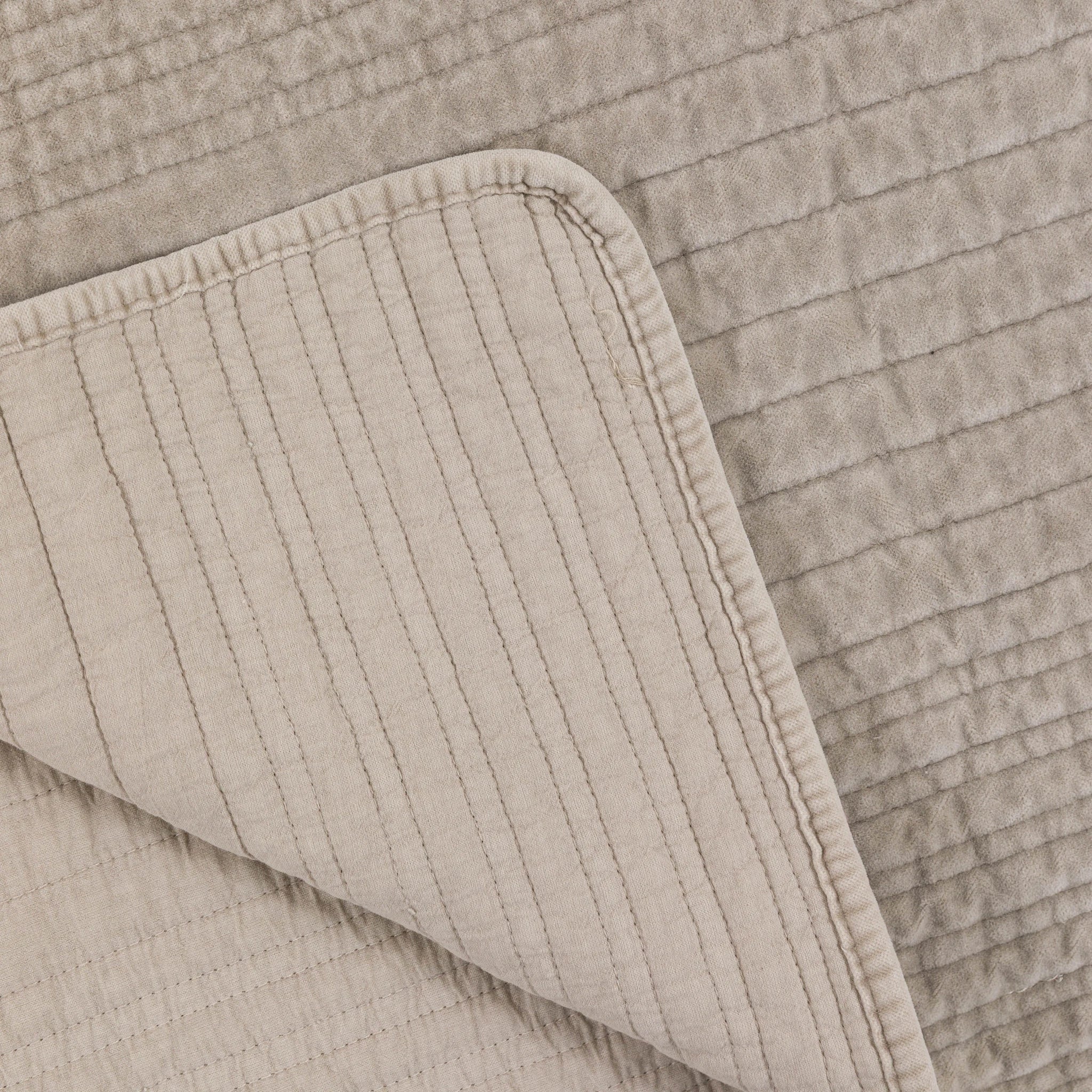 Sawyer Cotton Velvet Stitched Taupe Bedspread