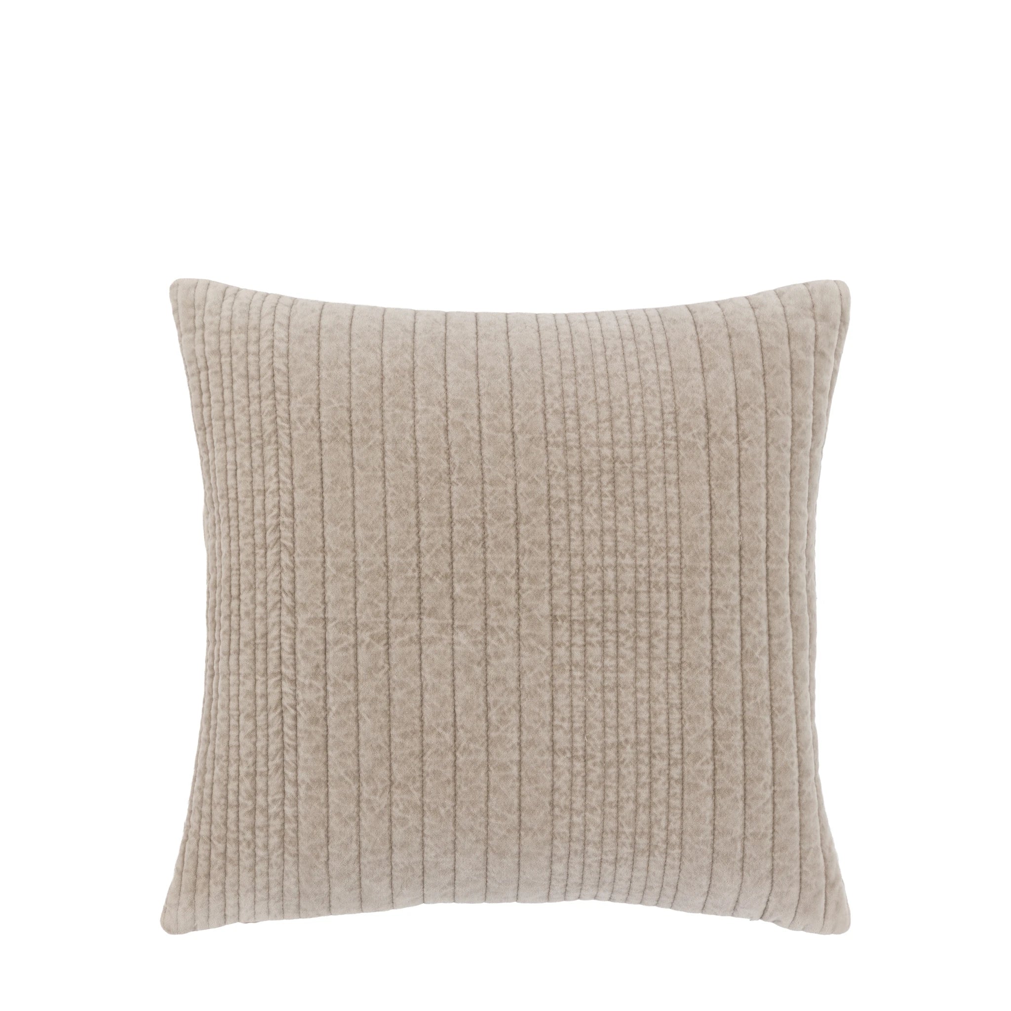Sawyer Cotton Velvet Stitched Taupe Cushion 50x50cm