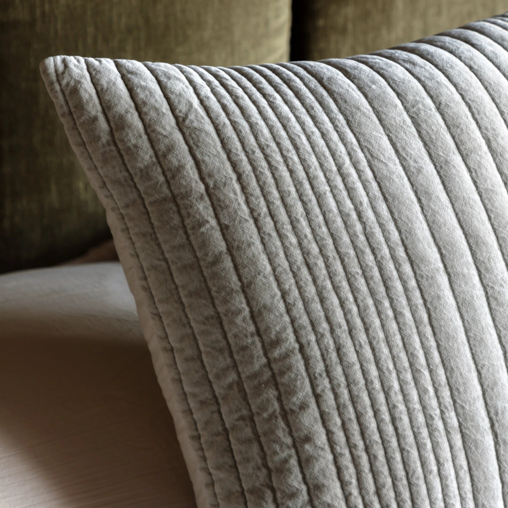 Sawyer Cotton Velvet Stitched Taupe Cushion 50x50cm