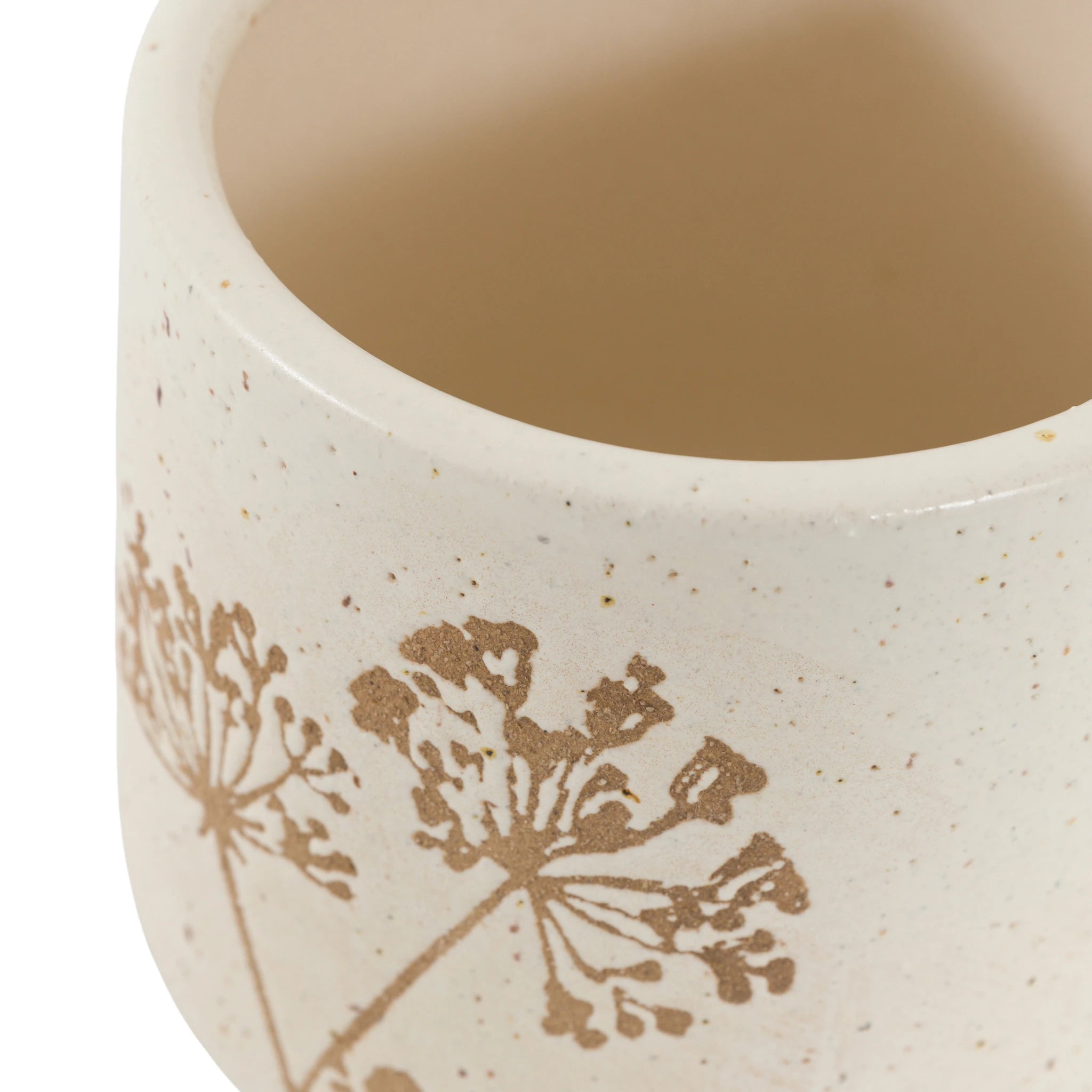 Set of 2 Dotelle Speckle Floral Natural Ceramic Planters