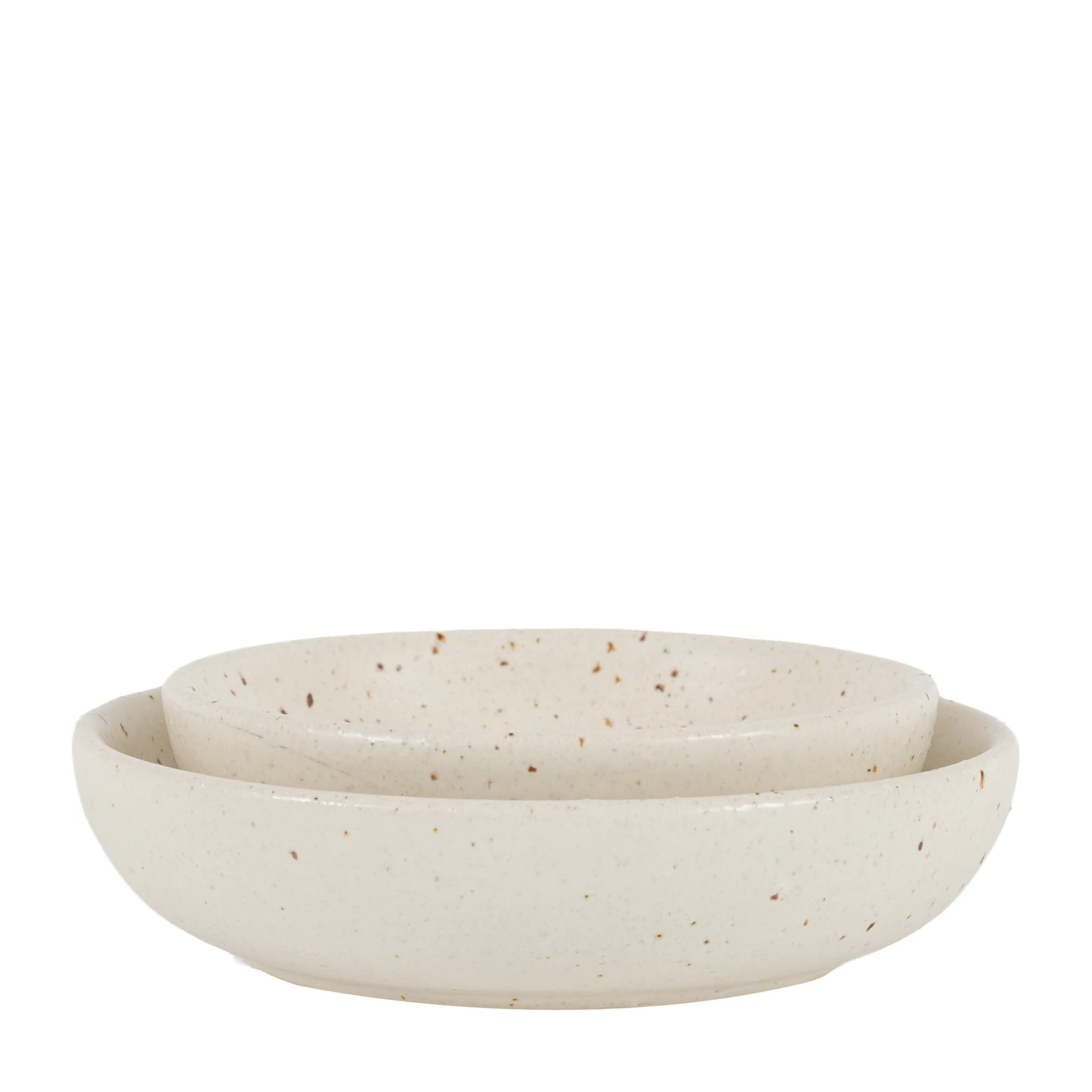 Set of 2 Dotelle Speckle Natural Ceramic Trinket Dishes