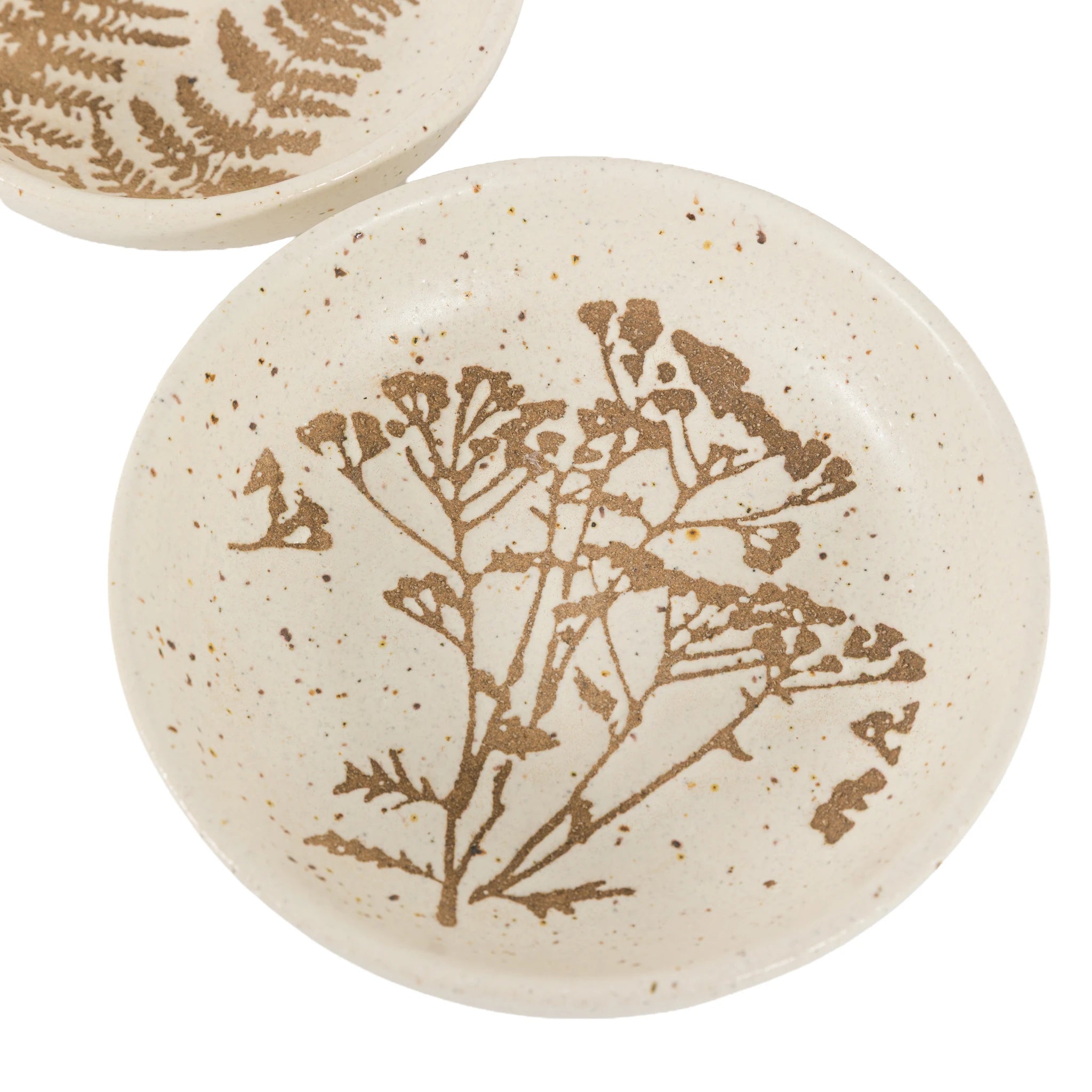 Set of 2 Dotelle Speckle Natural Ceramic Trinket Dishes