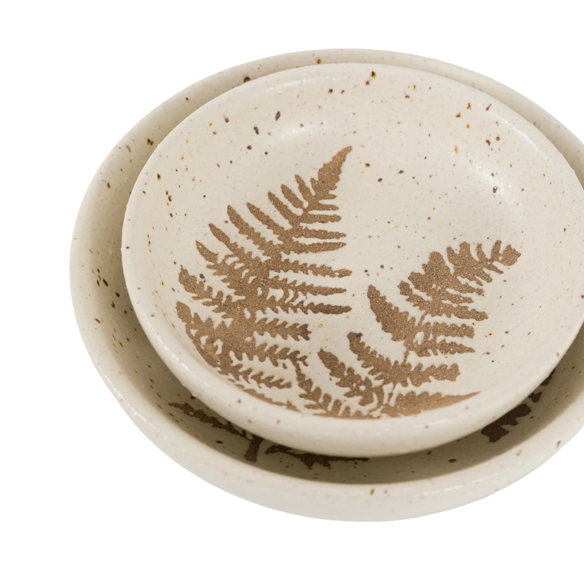 Set of 2 Dotelle Speckle Natural Ceramic Trinket Dishes