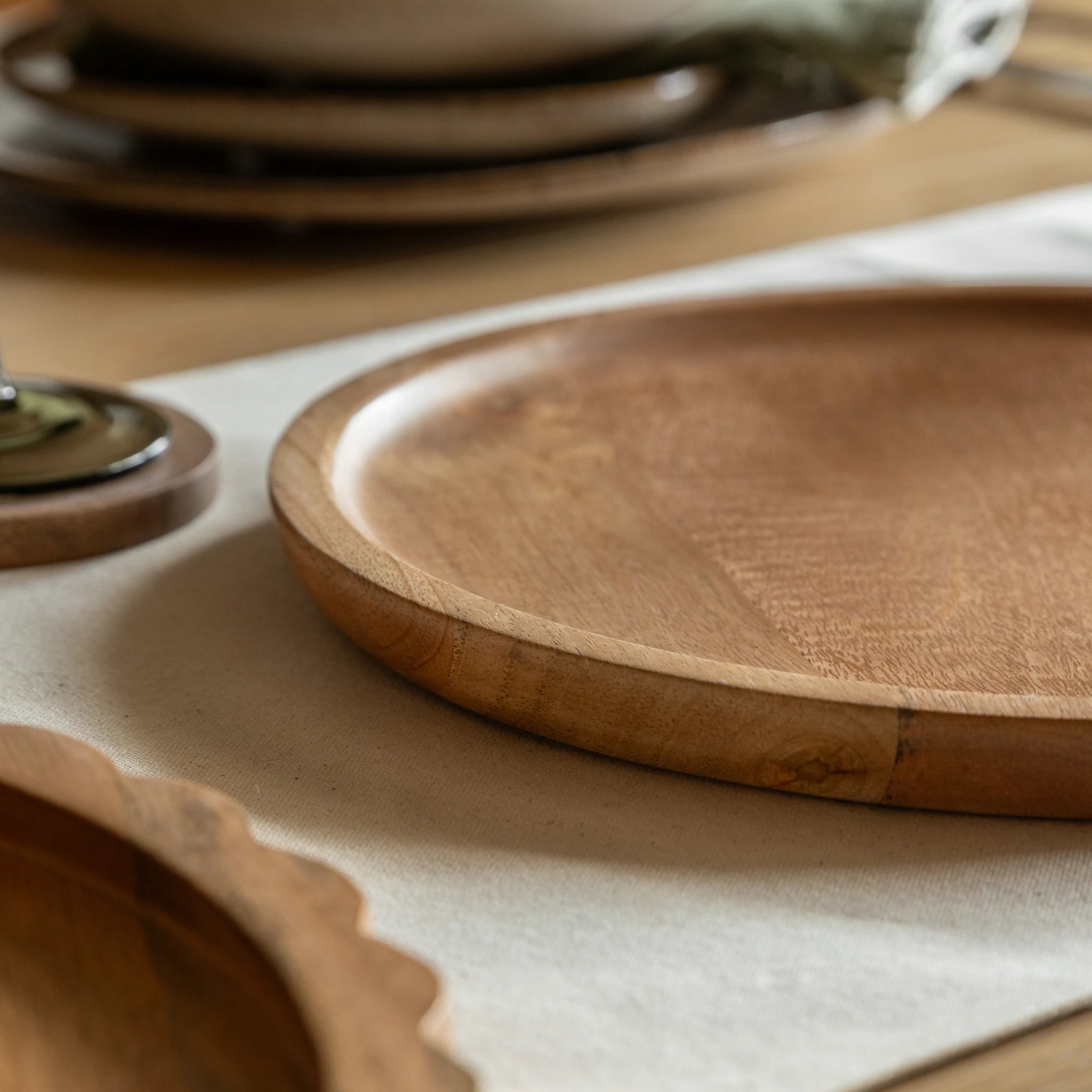 Colette Mango Wood Round Decorative Tray