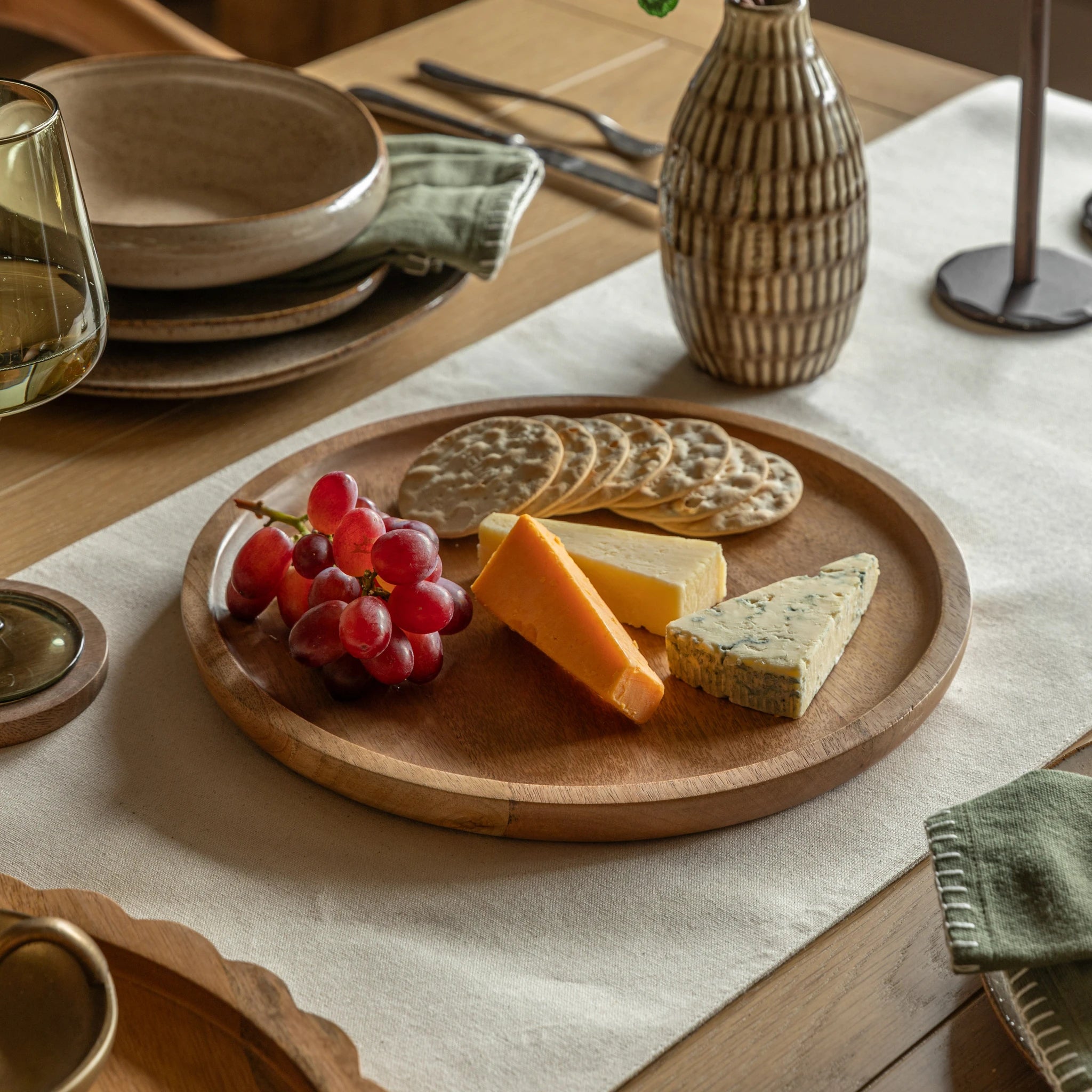 Colette Mango Wood Round Decorative Tray