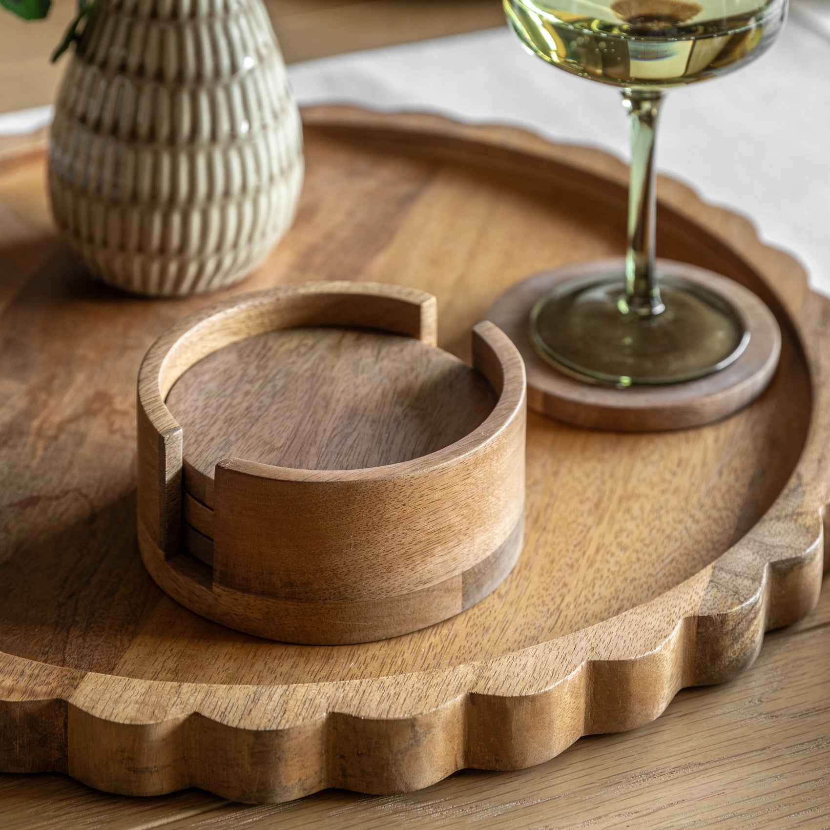 Set of 4 Colette Mango Wood Coasters