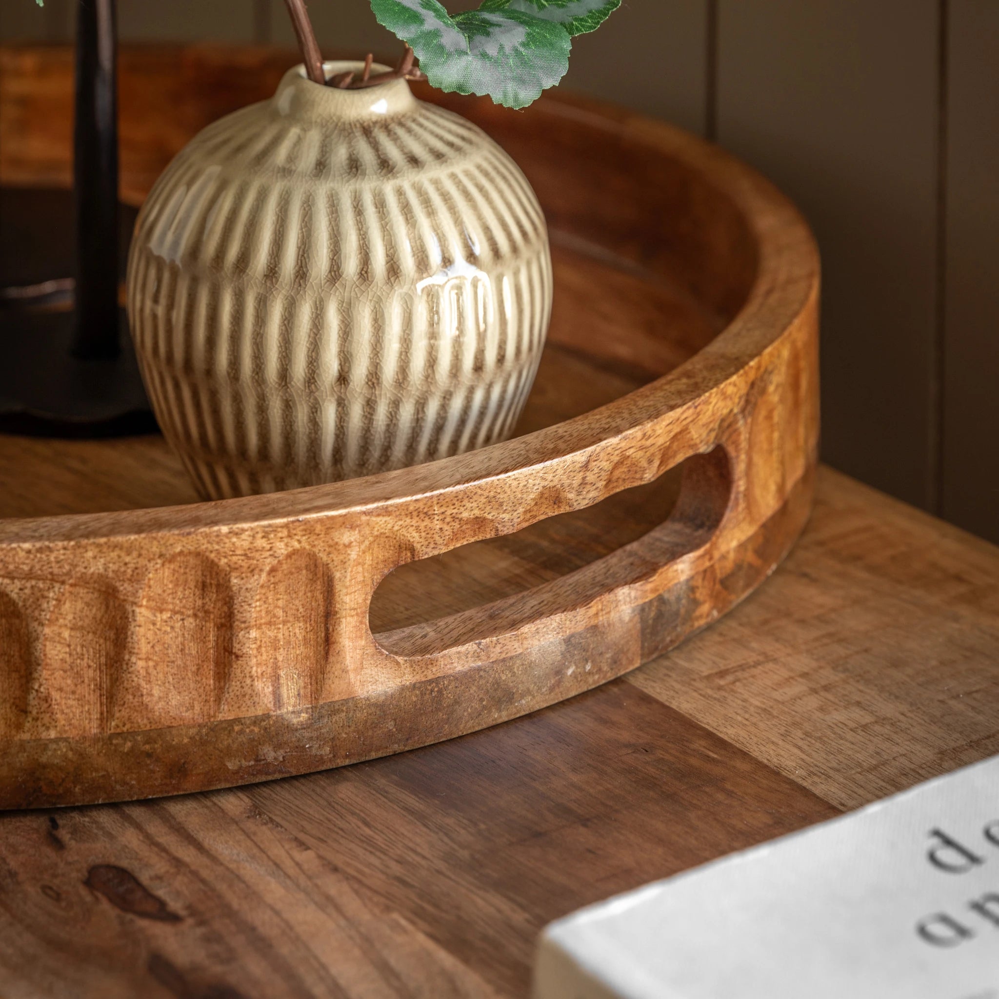 Colette Mango Wood Handled Tray