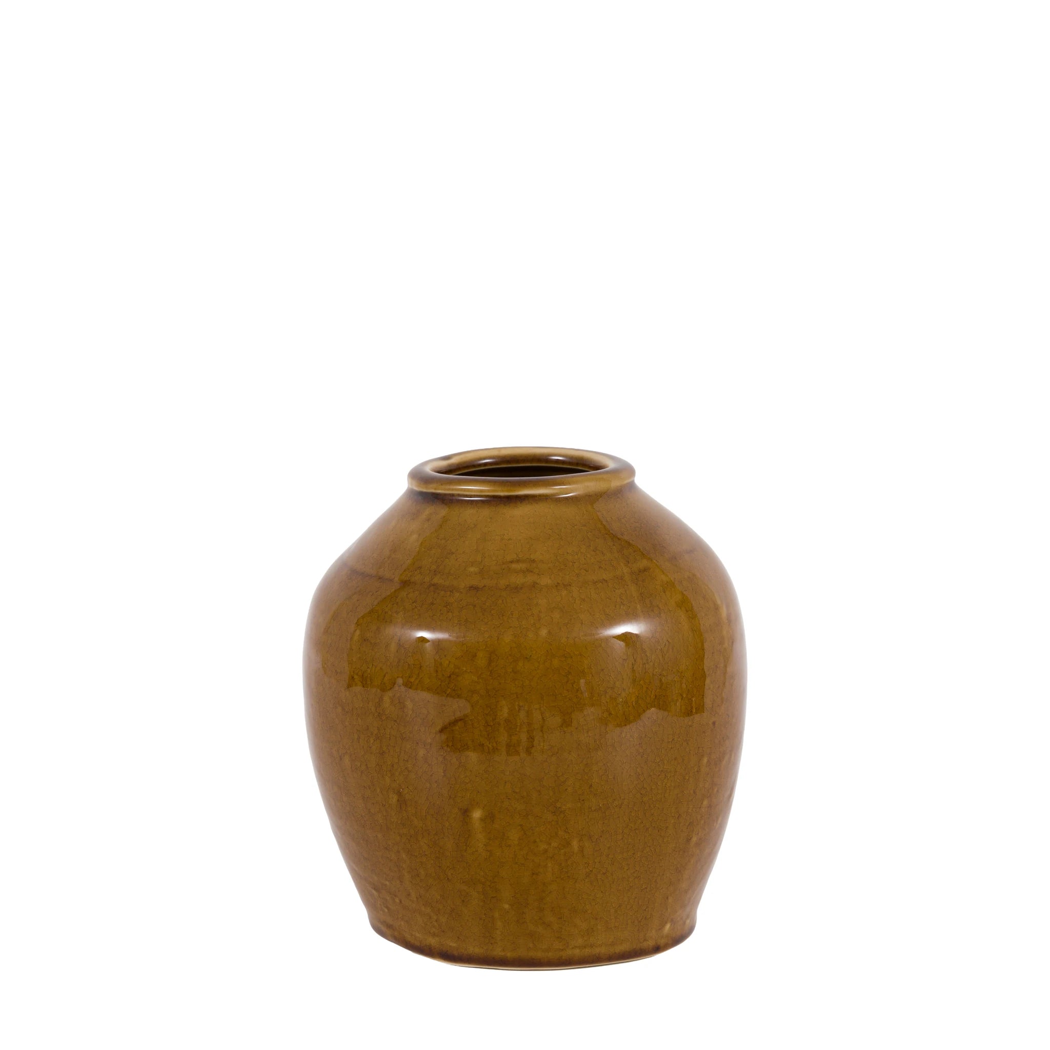 Ashhall Caramel Brown Crackle Glaze Ceramic Vase