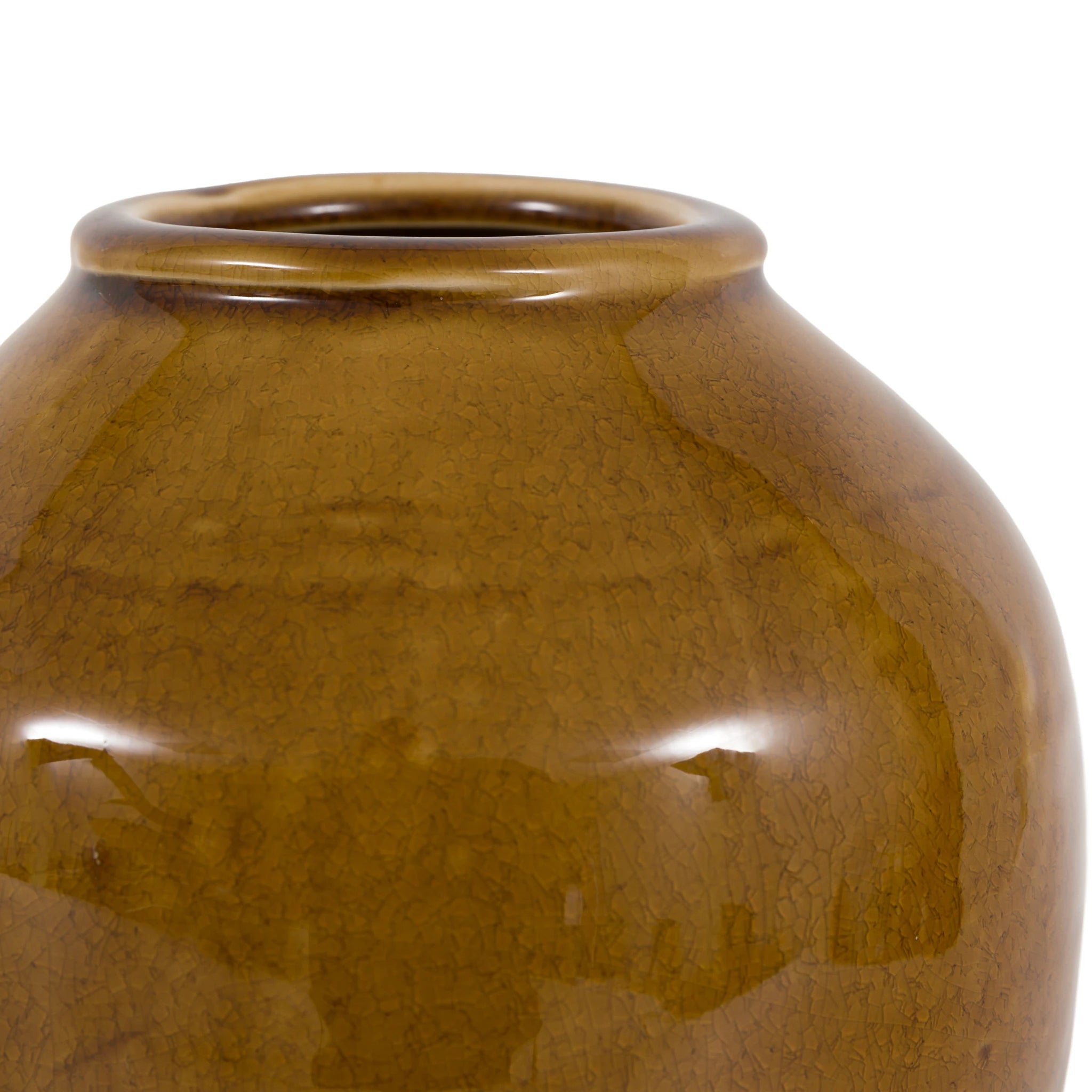 Ashhall Caramel Brown Crackle Glaze Ceramic Vase