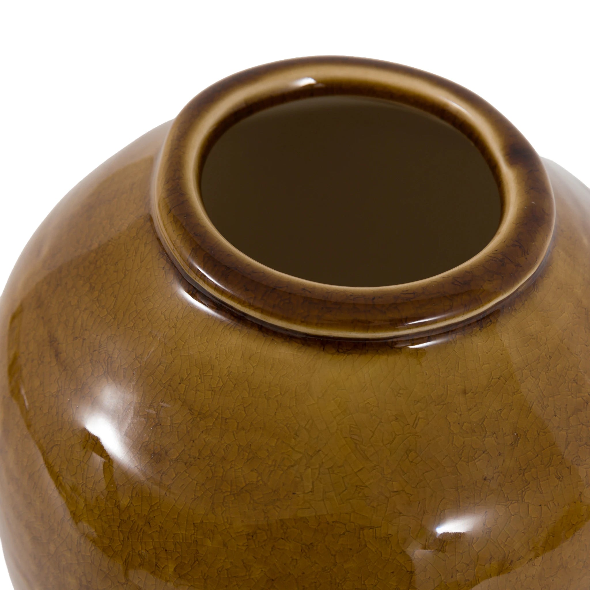 Ashhall Caramel Brown Crackle Glaze Ceramic Vase