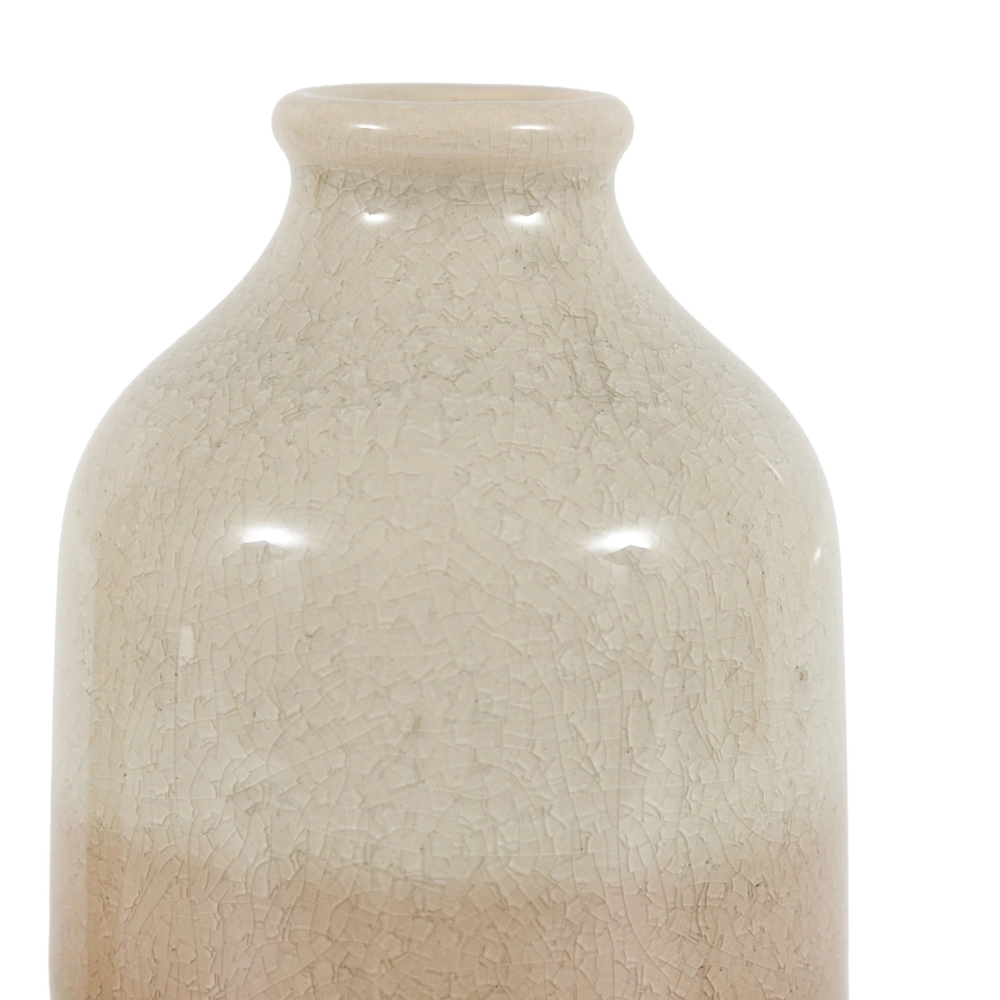Set of 2 Cerella Crackle Glaze Natural Ceramic Bud Vases